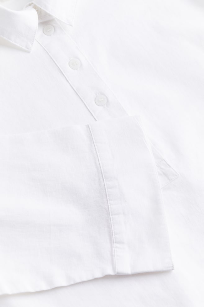 Popover-skjorte i hørblanding - Hvid/Brun - 6