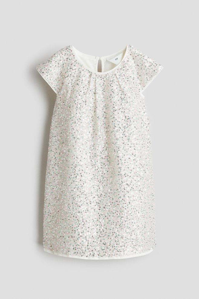 Sequined dress - White/Silver-coloured/Black - 1