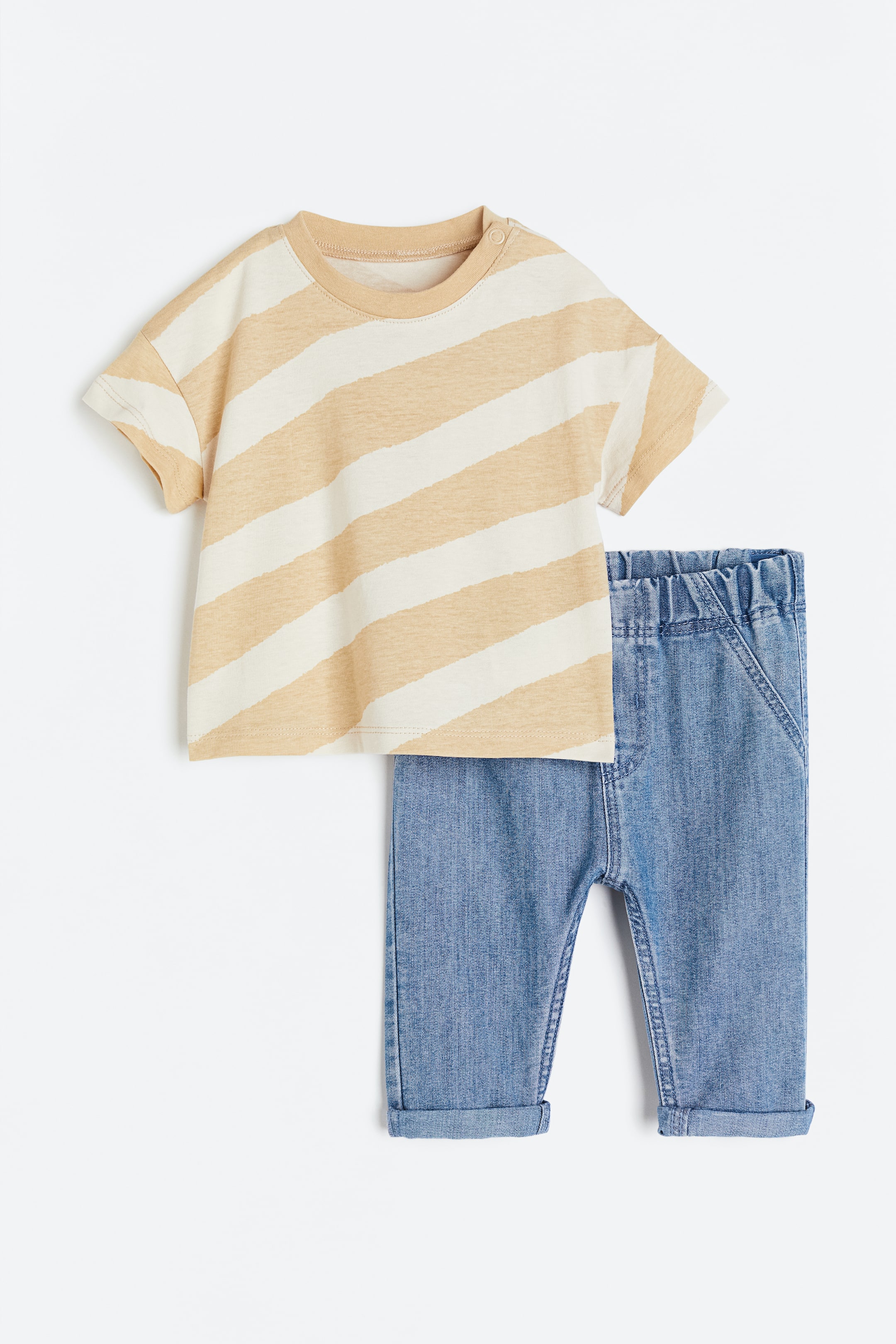 Xem ảnh lớn hơn: Bộ 2 món - Màu be/Xanh denim - Kids | H&M VN 1