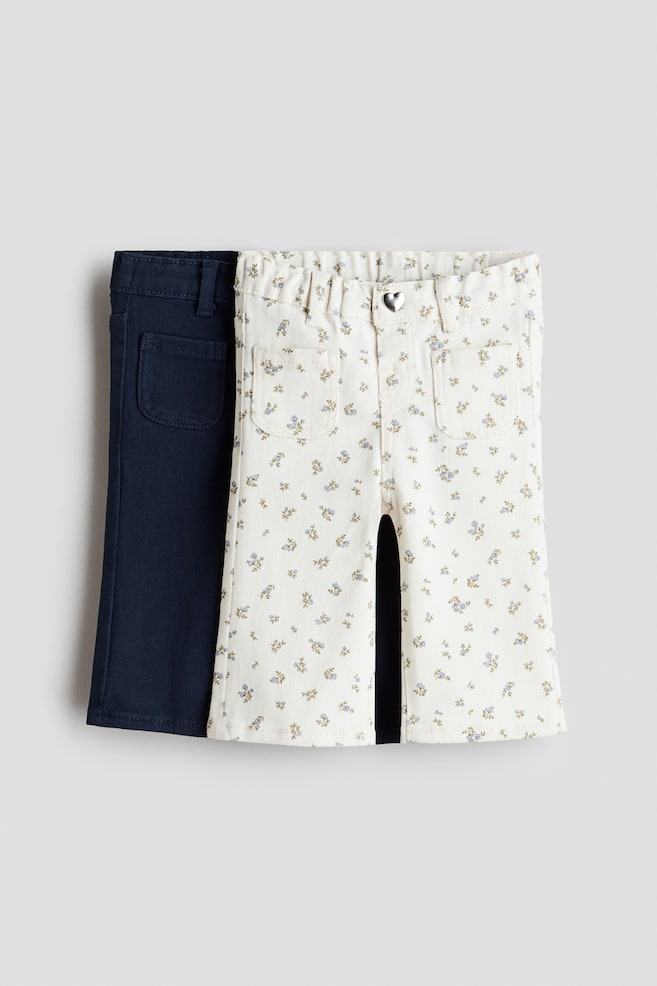 2-Pack Twill Pants - Dark blue/floral/Light pink/floral - 1
