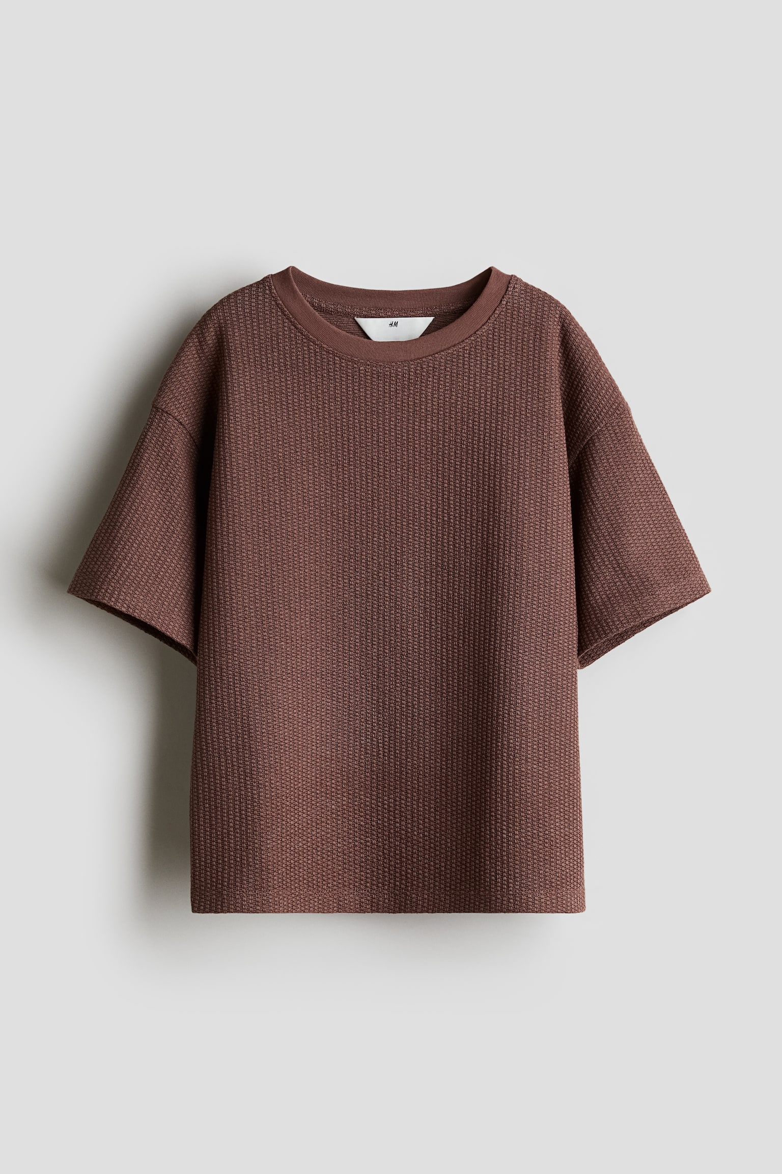 Textured-knit T-shirt - Brown/Cream/Light dusty green - 1