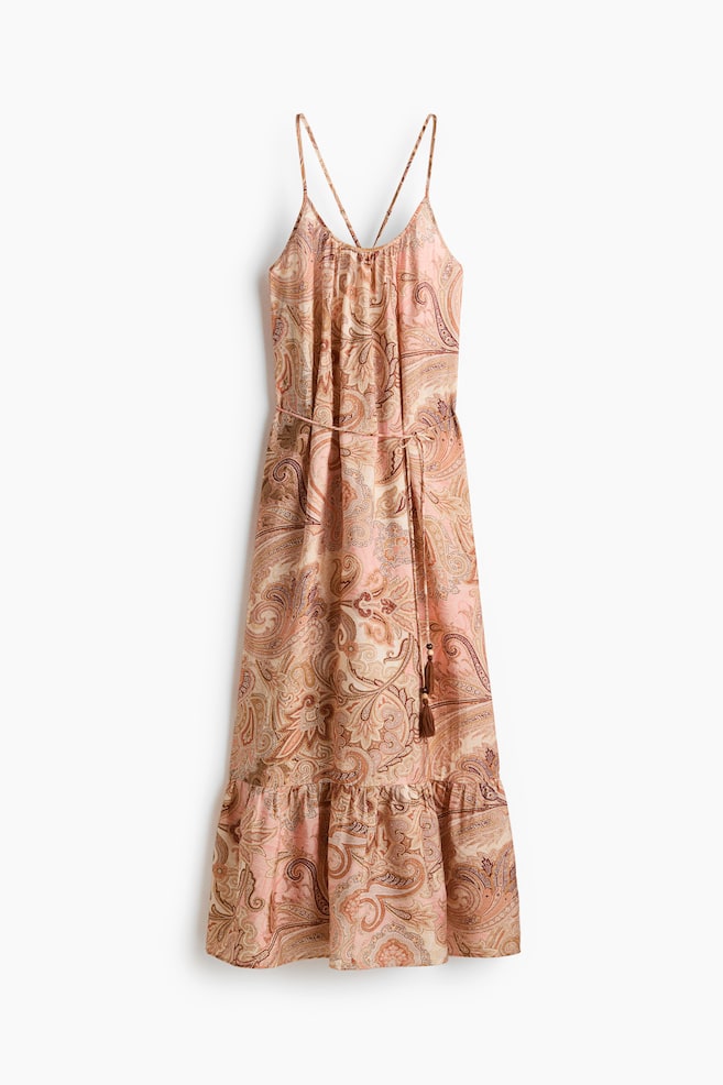 Kleid in A-Linie mit Bindedetail - Beige/Paisleymuster/Rosa/Geblümt - 1