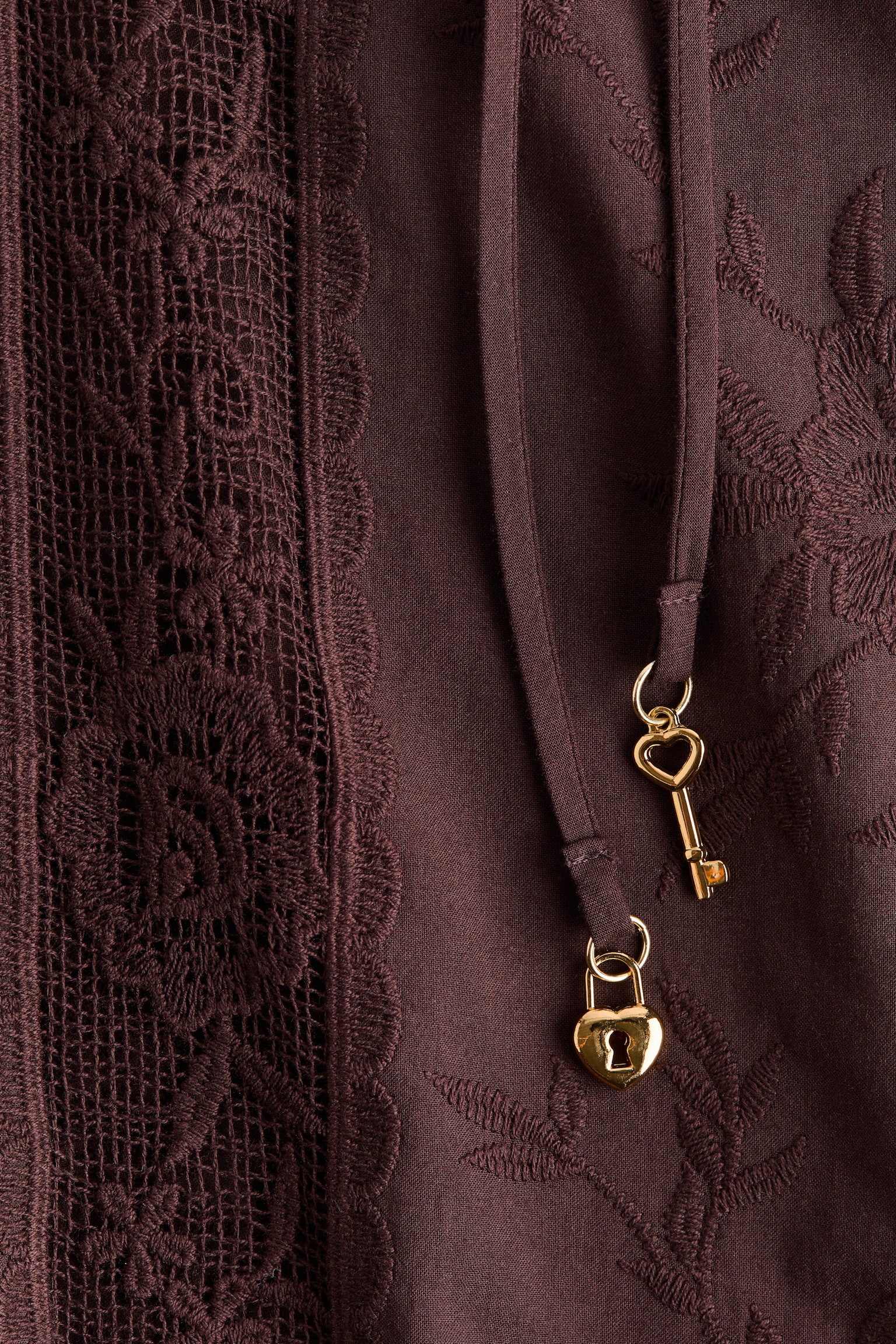 Женское платье H&M Lace-Inset Tunic, цвет: Тёмный коричневый — фото 6
