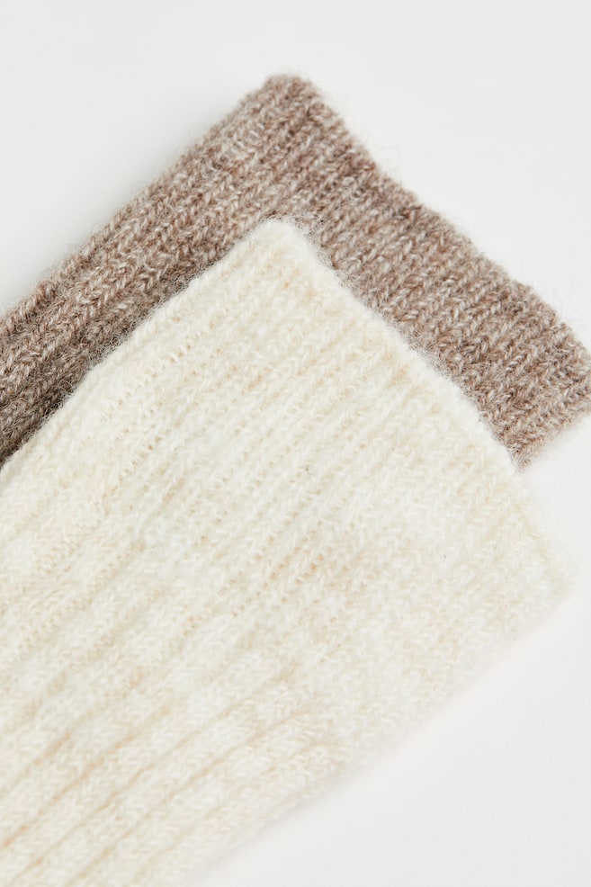 2-pack wool-blend socks - Beige/White/Dark grey marl/Black - 2