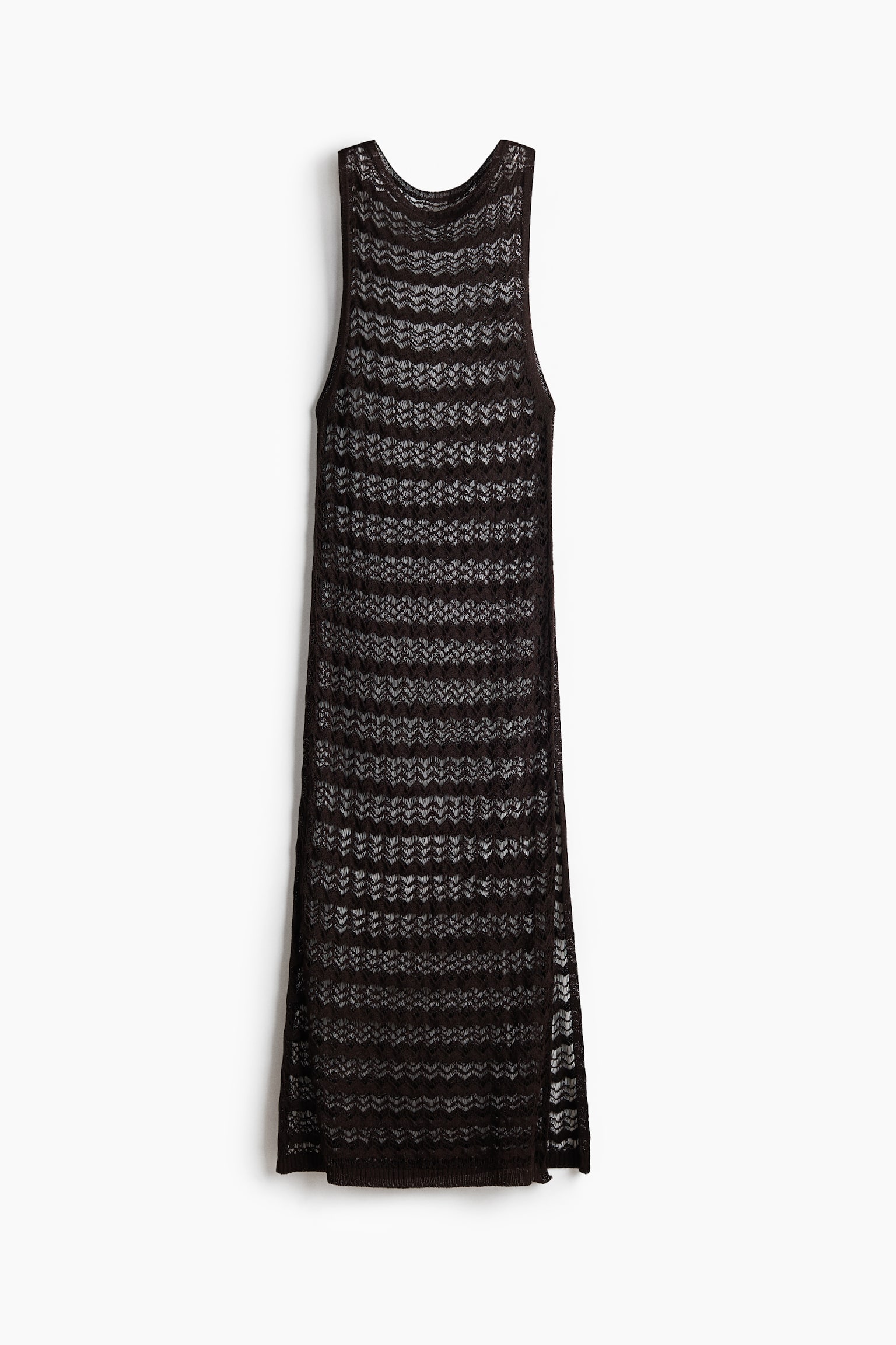 Pointelle-knit beach dress-Dark brown - 2