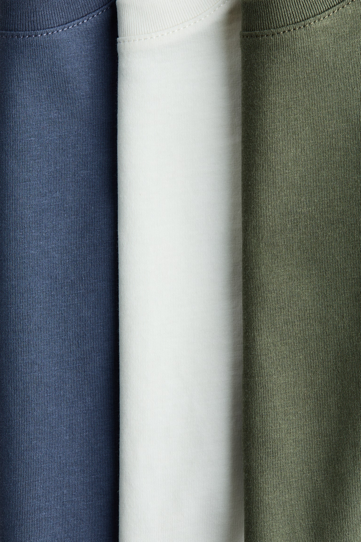 3-pack cotton T-shirts - Dark khaki green/White/Navy blue/White/Green/Navy blue - 2