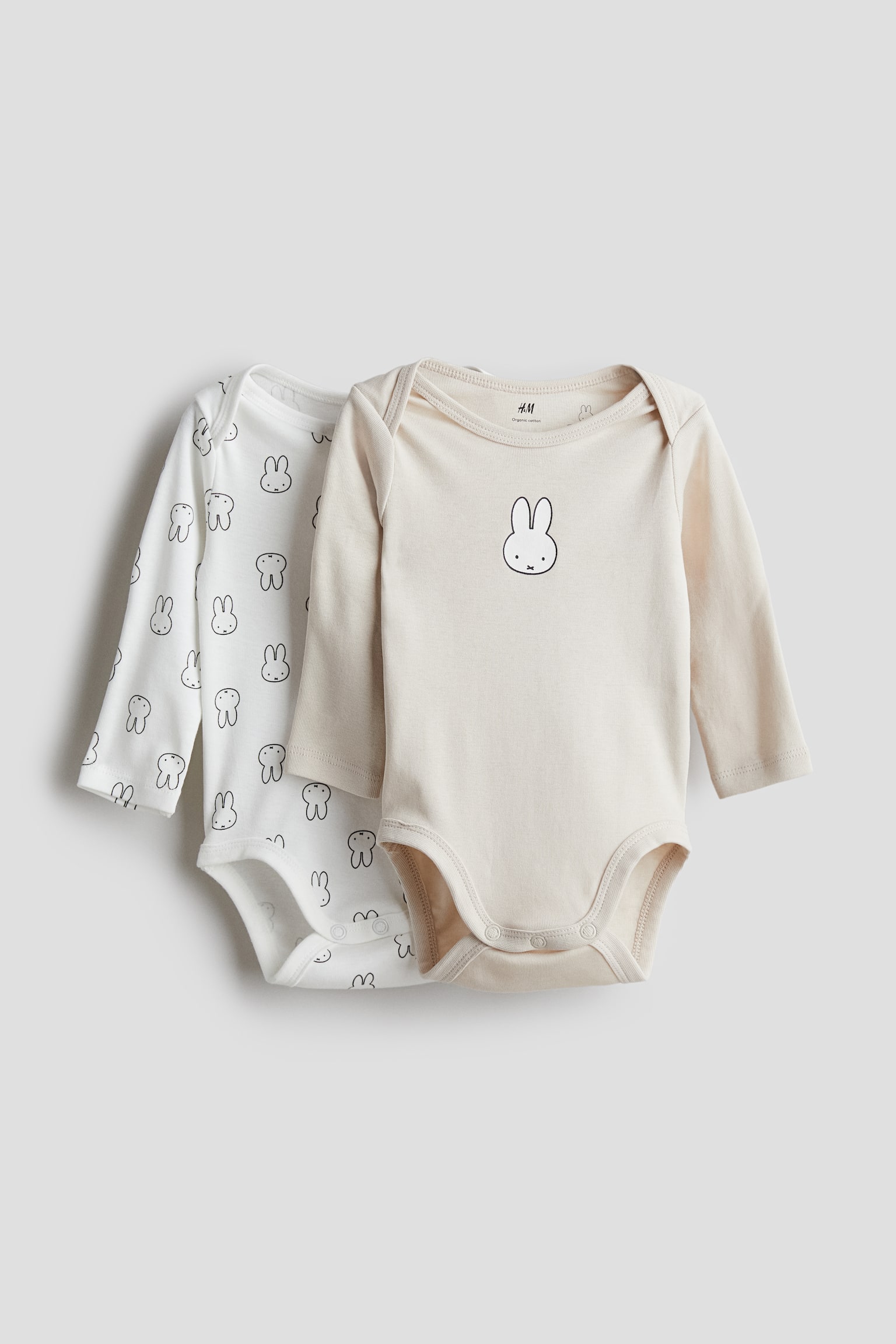 2-pack long-sleeved bodysuits - Light beige/Miffy/Light dusty pink/Minnie Mouse/Light dusty green/Mickey Mouse/White/Miffy/Light blue/Mickey Mouse/White/Snoopy - 1