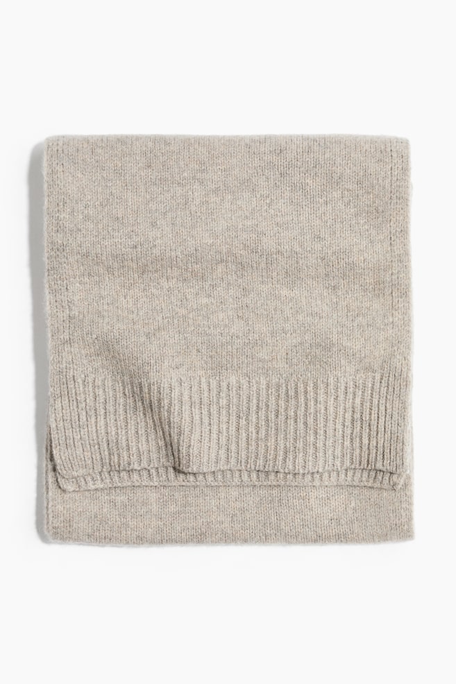 Écharpe large en laine - Beige clair chiné/Noir - 1