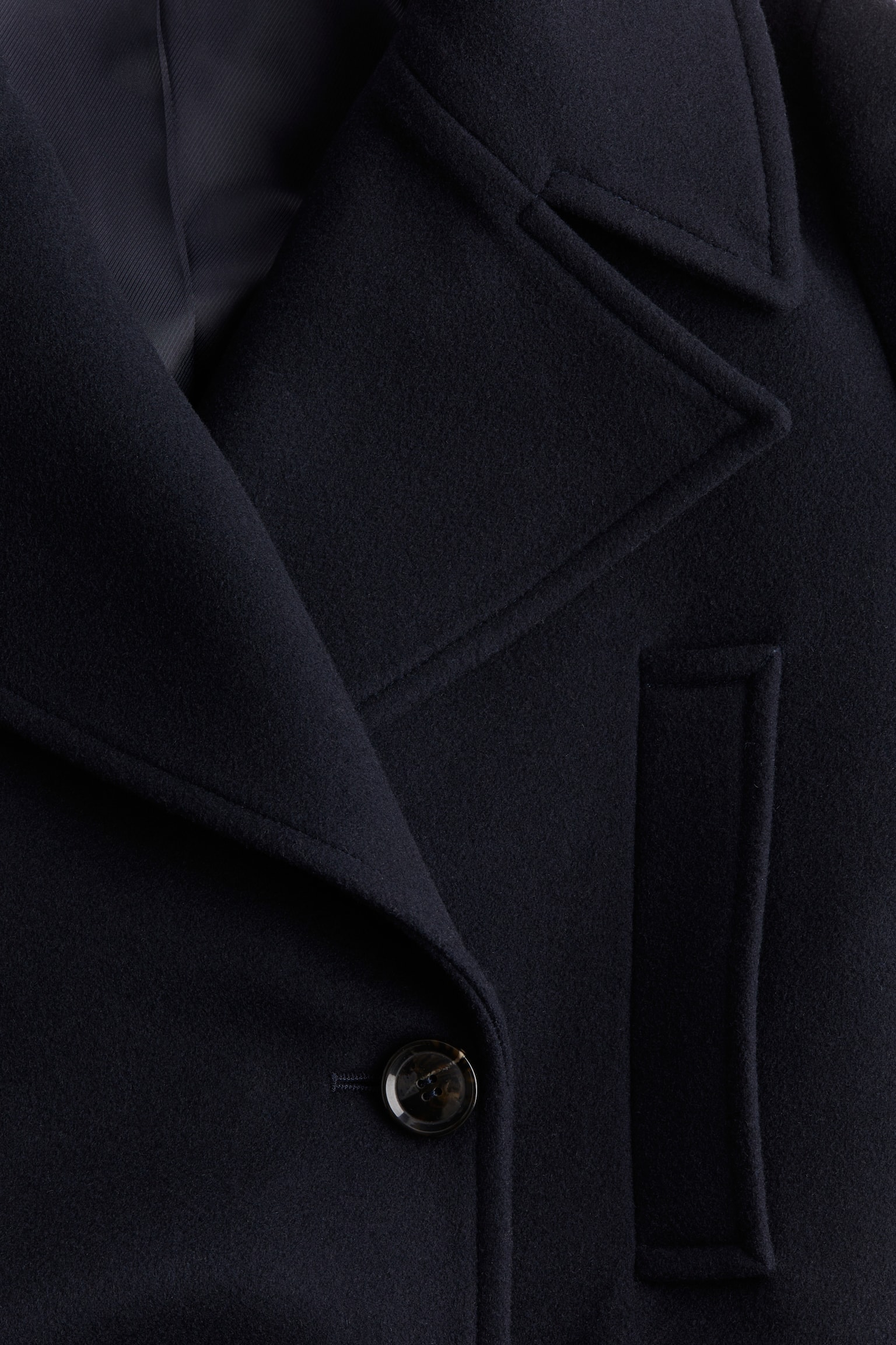 Wool-blend pea coat - Navy blue - 7