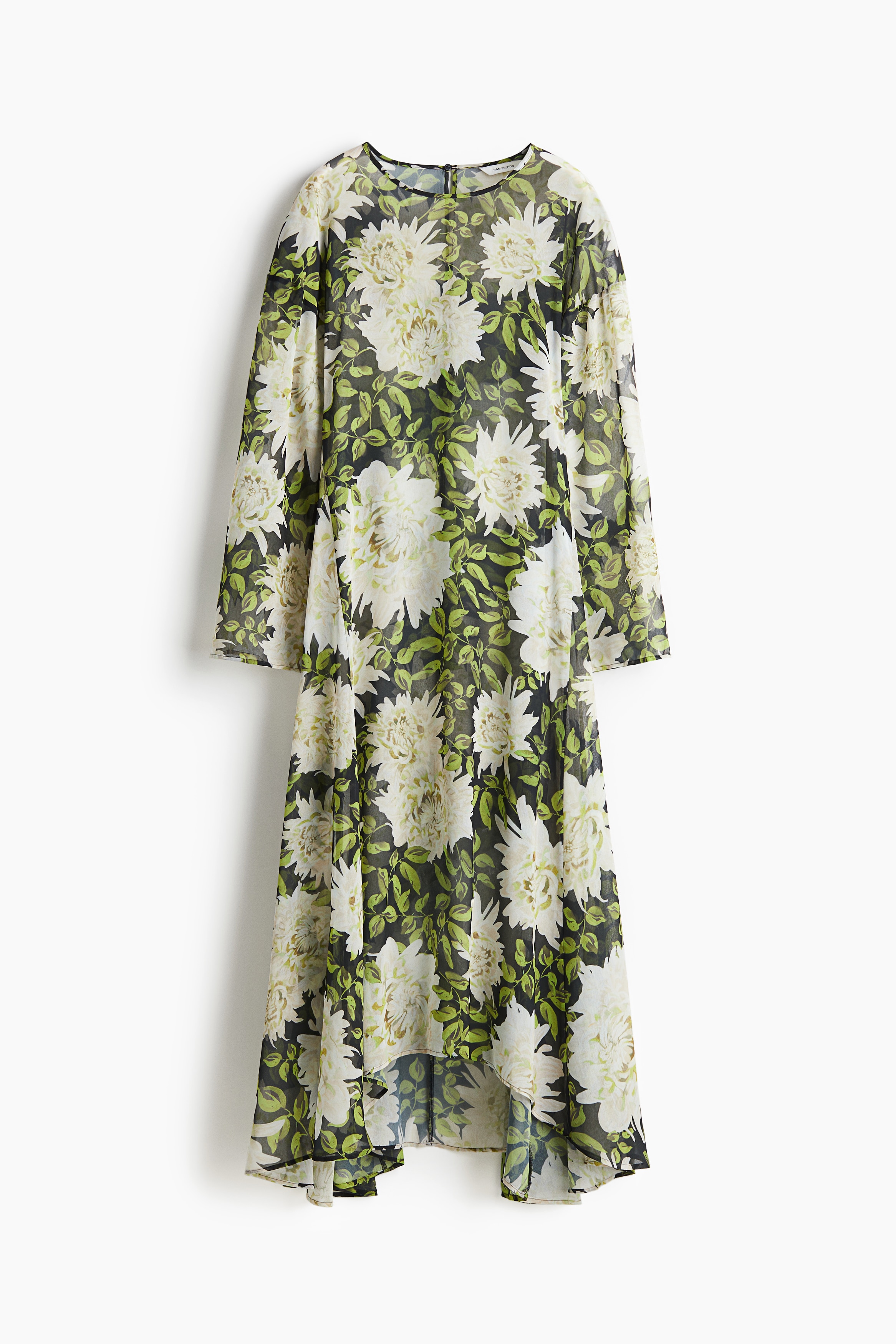 h&m green dress with flowers Women's Under Swaying Palms Ivory & Green Tropical Flutter Maxi Dress | Size: S main image 1