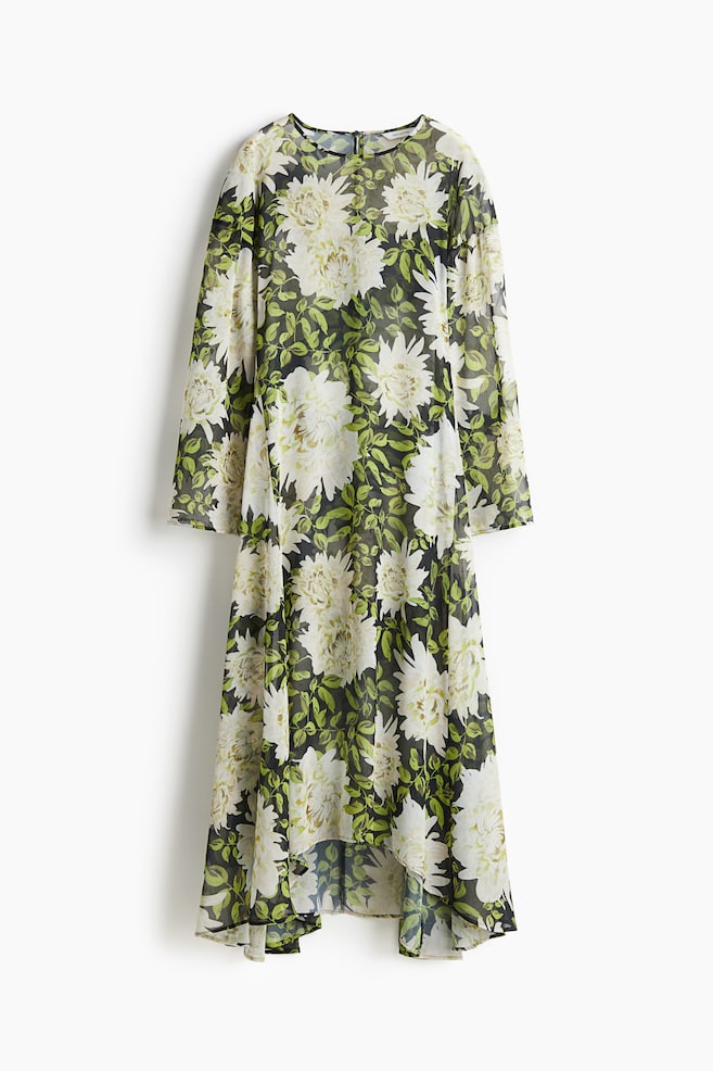 Transparante maxi-jurk - Groen/bloemen - 1