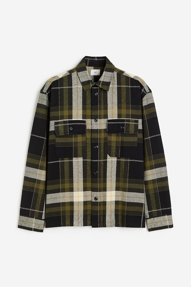 Relaxed Fit Overshirt - Dark green/Black/Black/Brown checked - 2