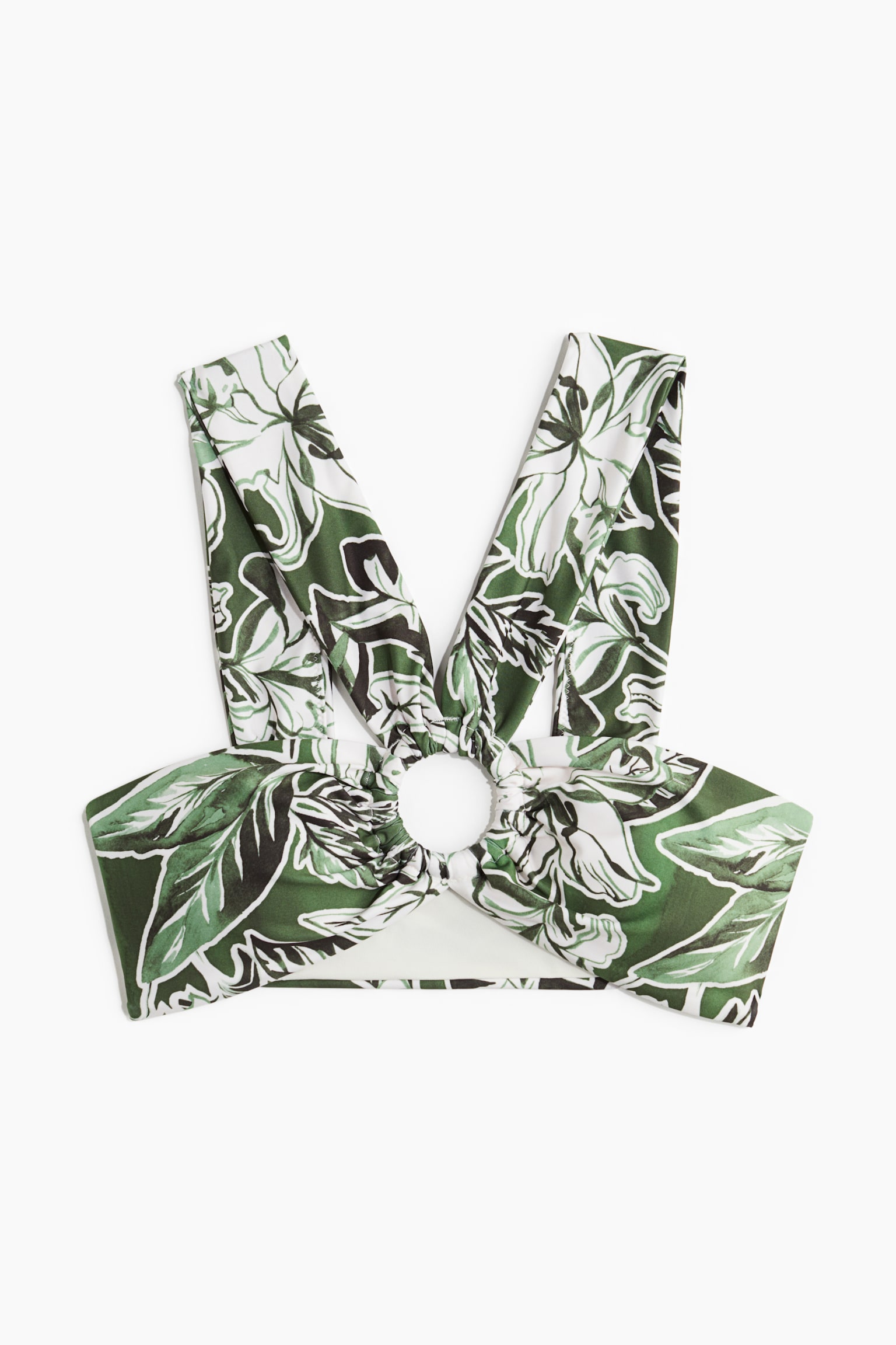 Padded bikini top - Green/Floral - 2