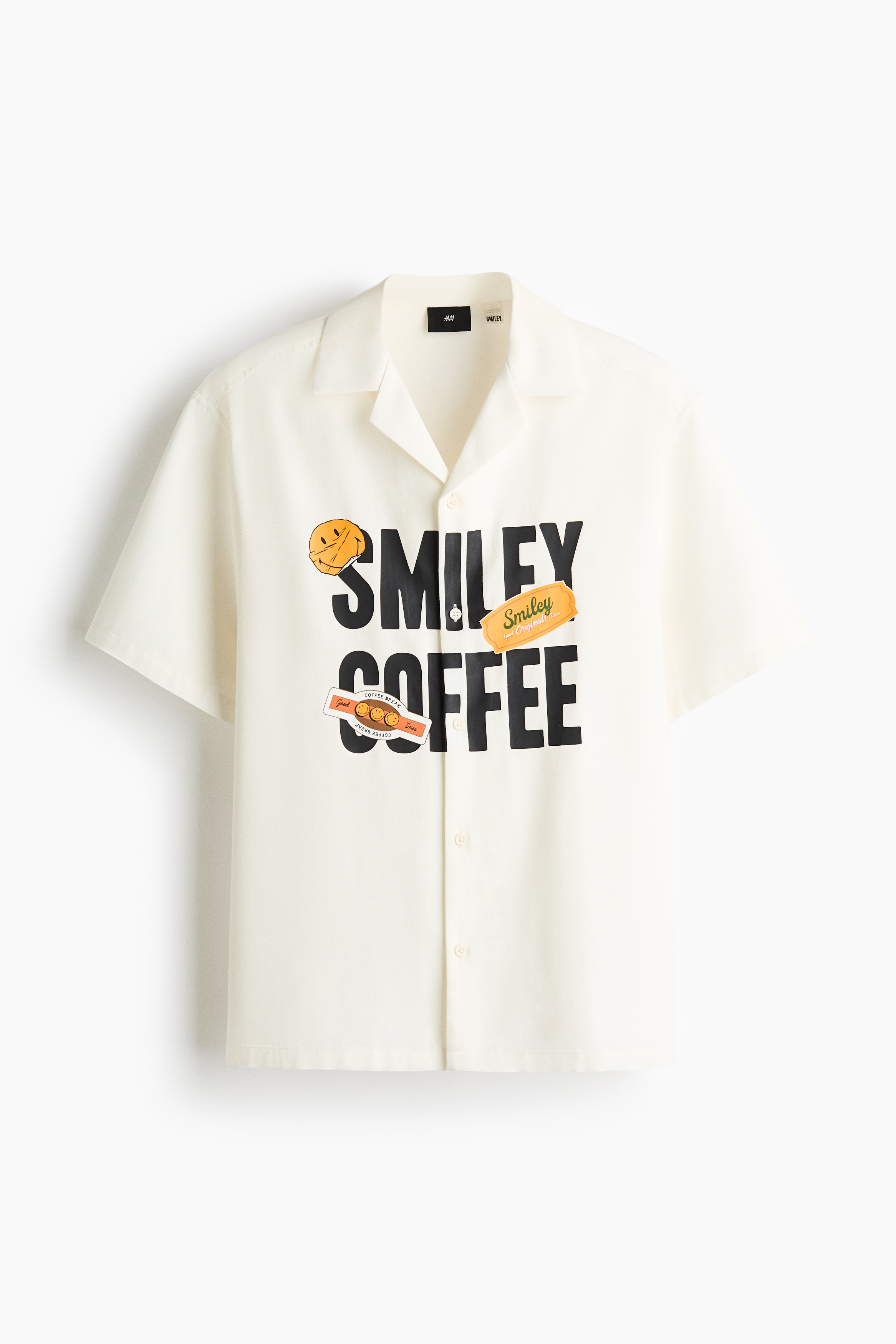 Loose Fit Printed resort shirt - Cream/Smiley® Originals/Dark brown/Smiley® Originals/Green/Smiley® Originals