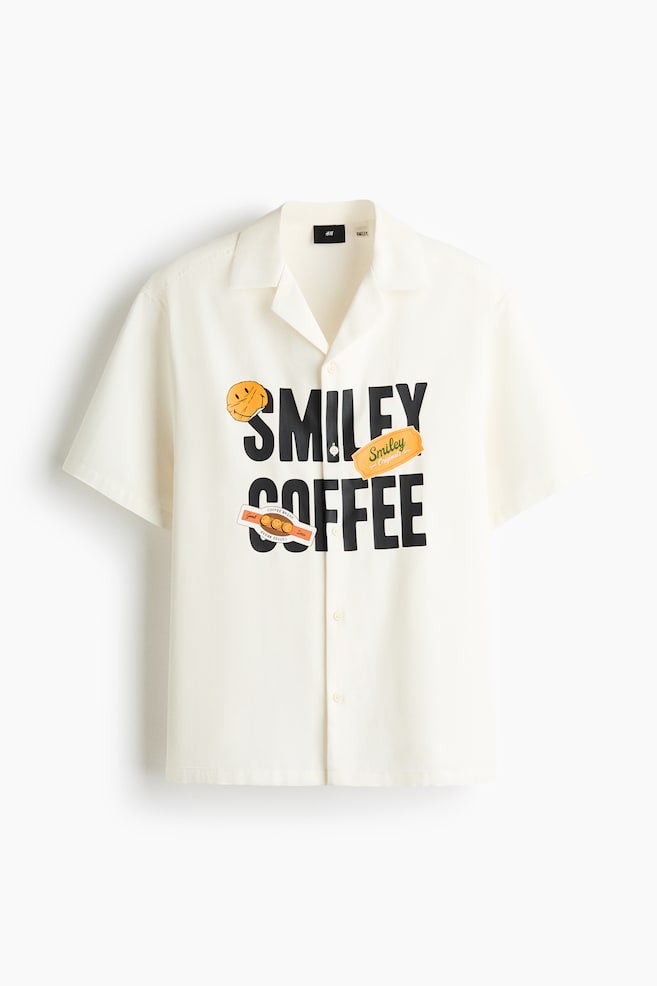 Loose Fit Printed resort shirt - Cream/Smiley® Originals/Dark brown/Smiley® Originals/Green/Smiley® Originals - 1