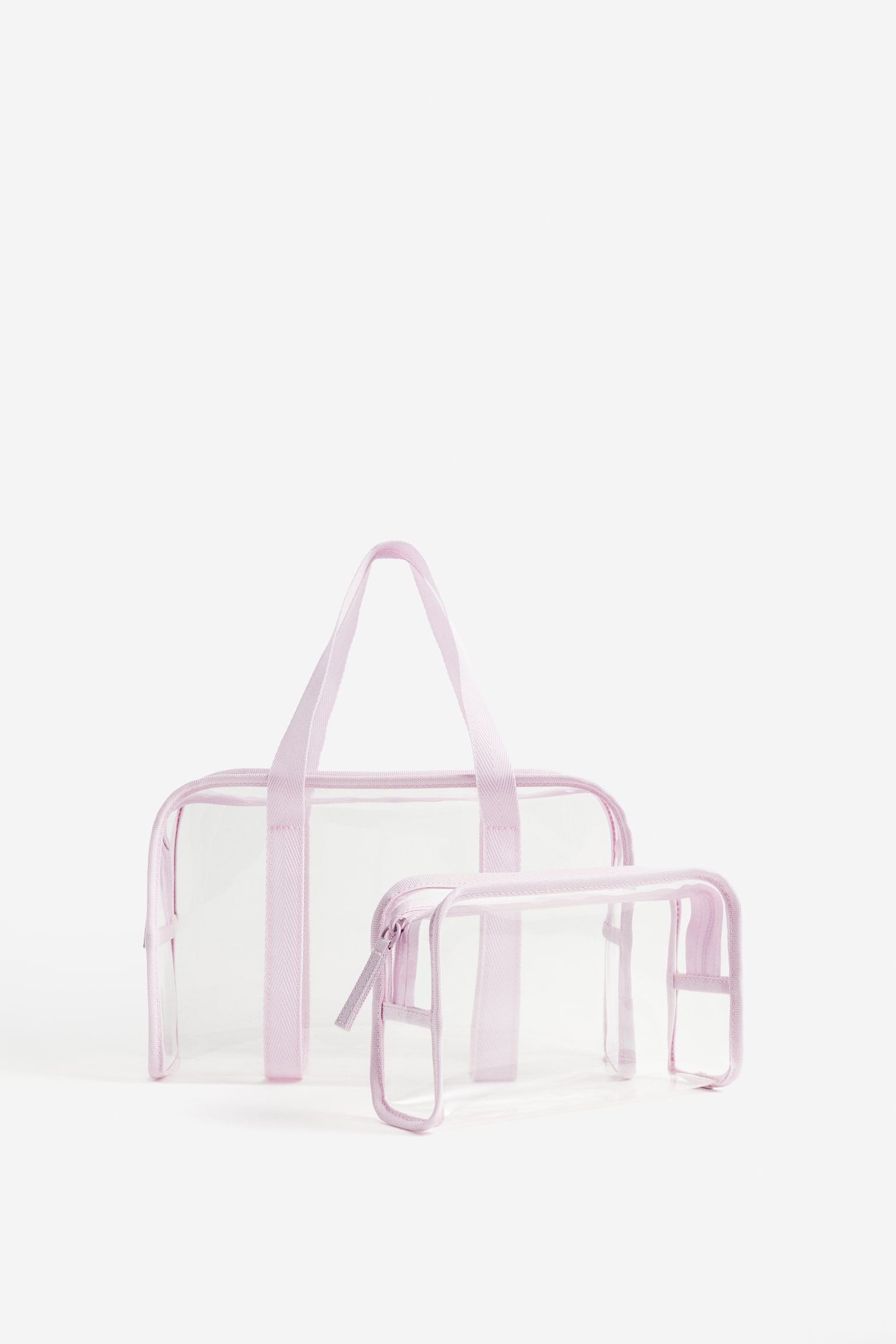 Lot de 2 trousses de toilette transparentes - Transparent/violet clair/Rose clair - 1