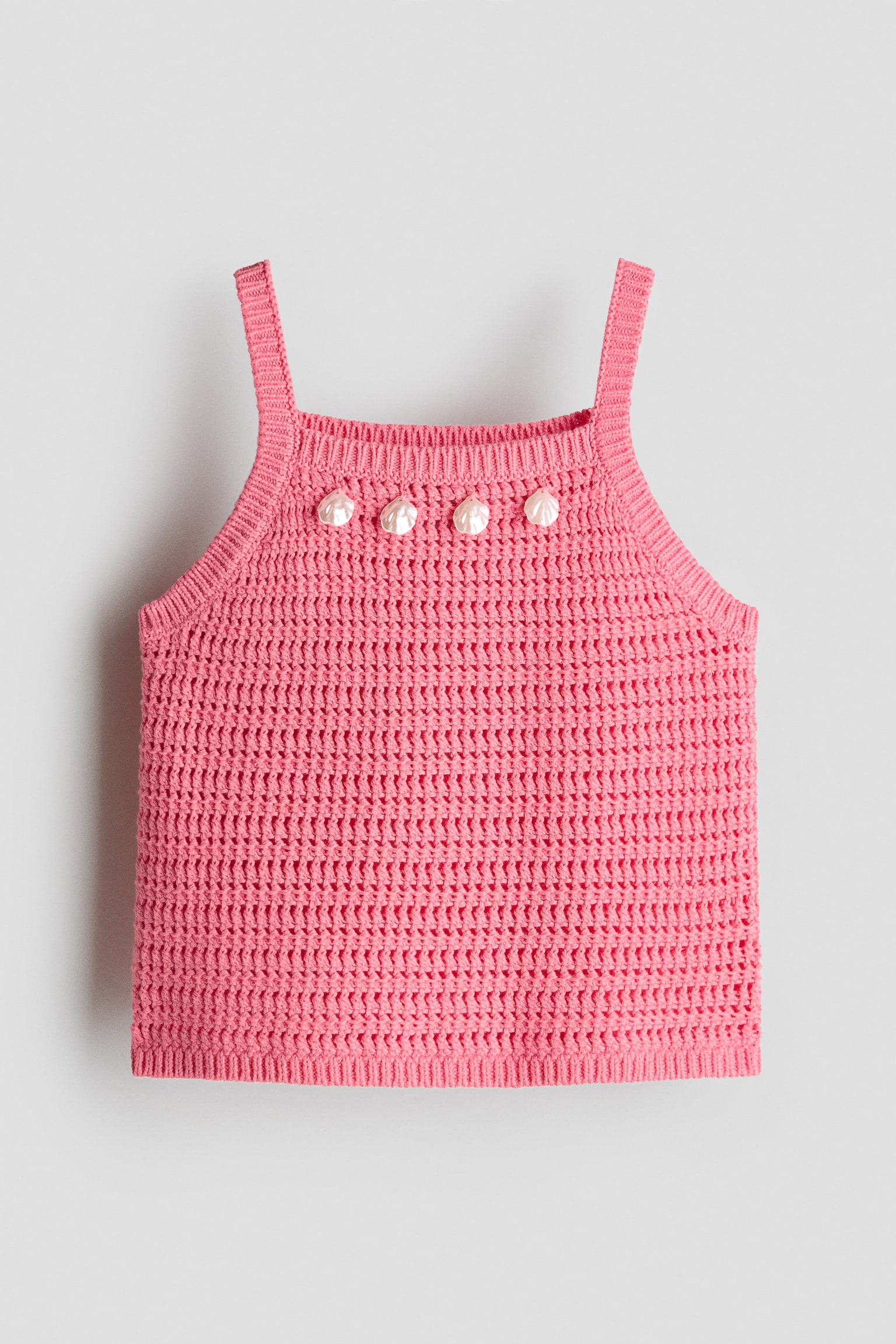 Gebreide top met versiersel - Roze/Lichtgeel - 1