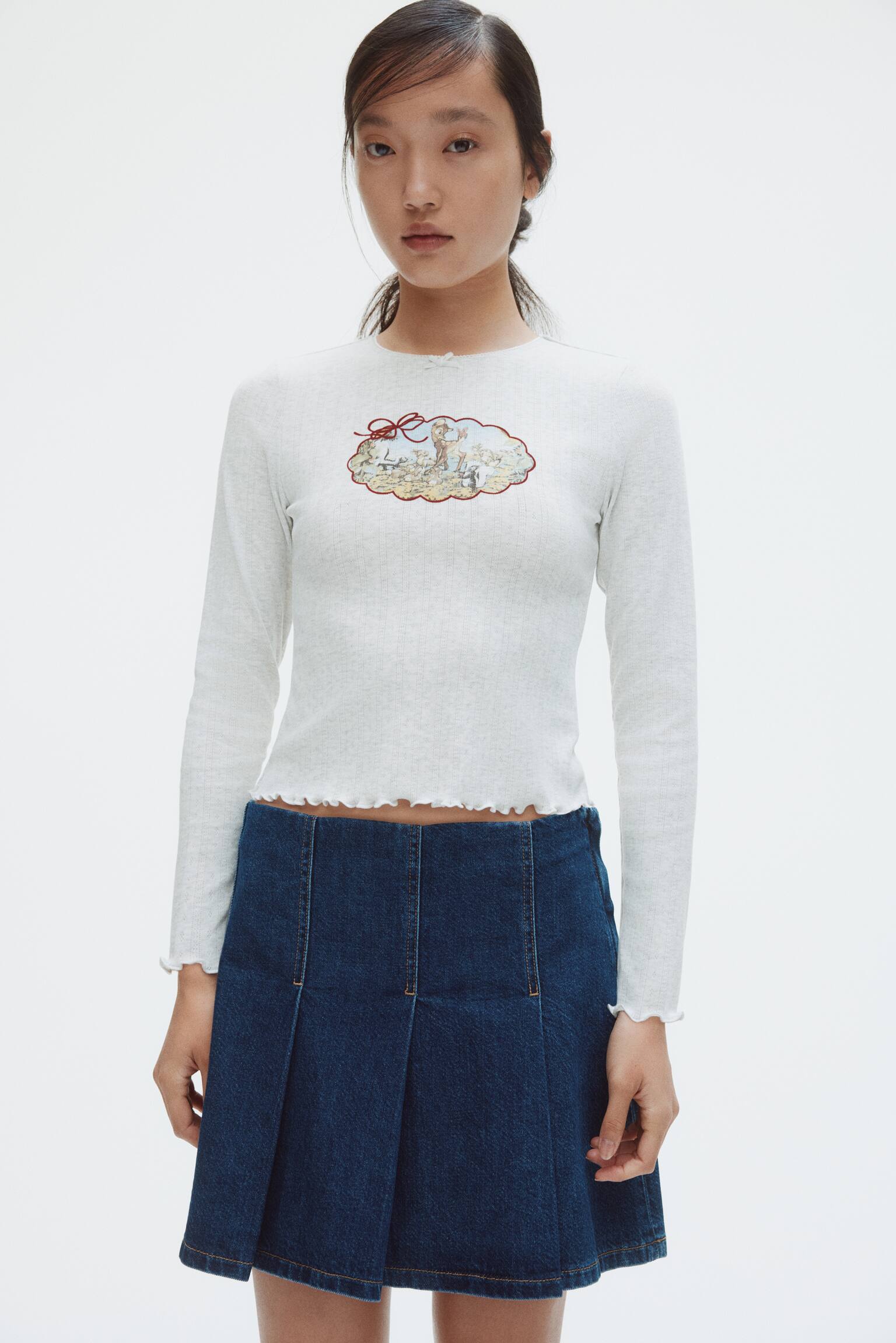 Áo cotton jersey - Màu xám nhạt đốm/Bambi - 5