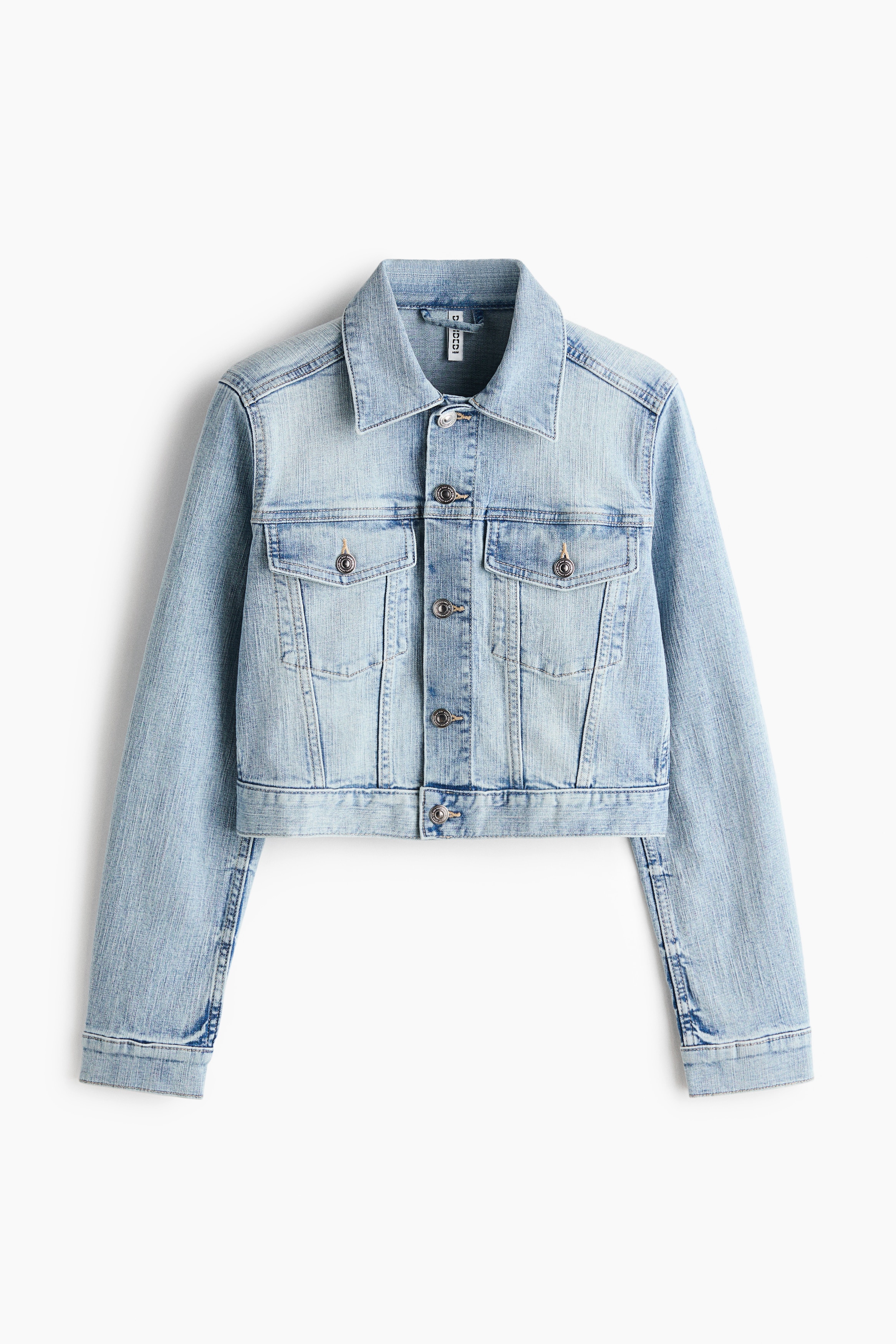 Short Denim Jacket-Light denim blue