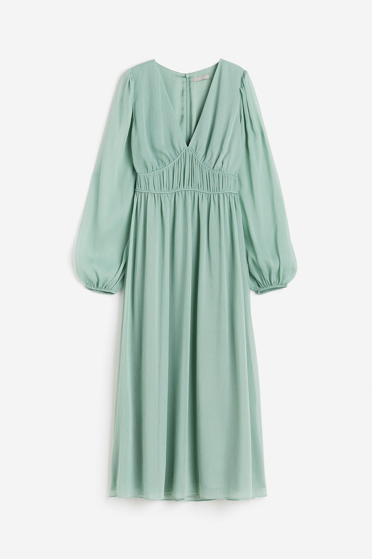Women's Light green Balloon-sleeved chiffon dress | H&M Women's Light green Balloon-sleeved chiffon dress | H&M