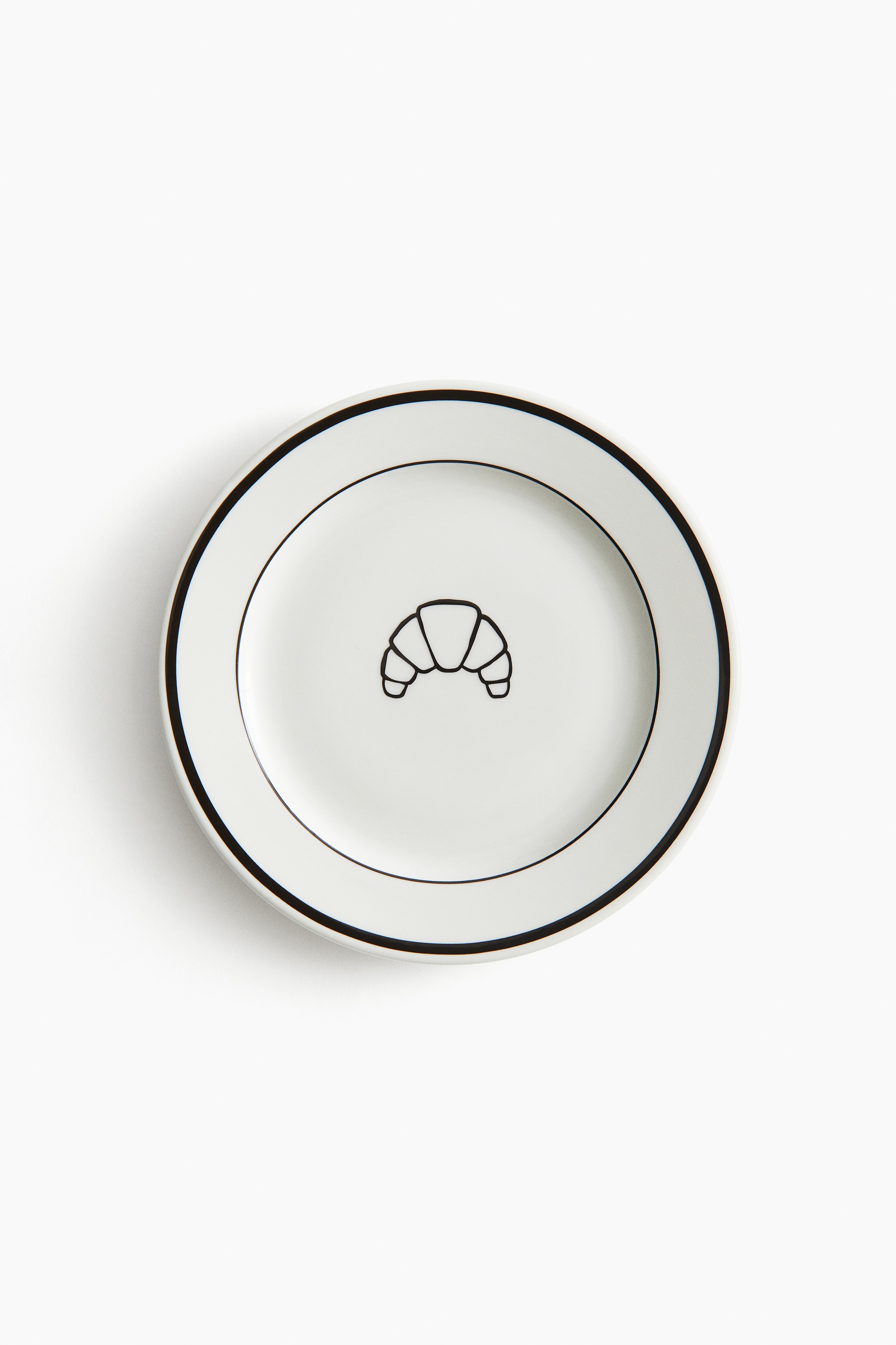 H&M Home  - Assiette moyenne en porcelaine - Blanc/croissant
