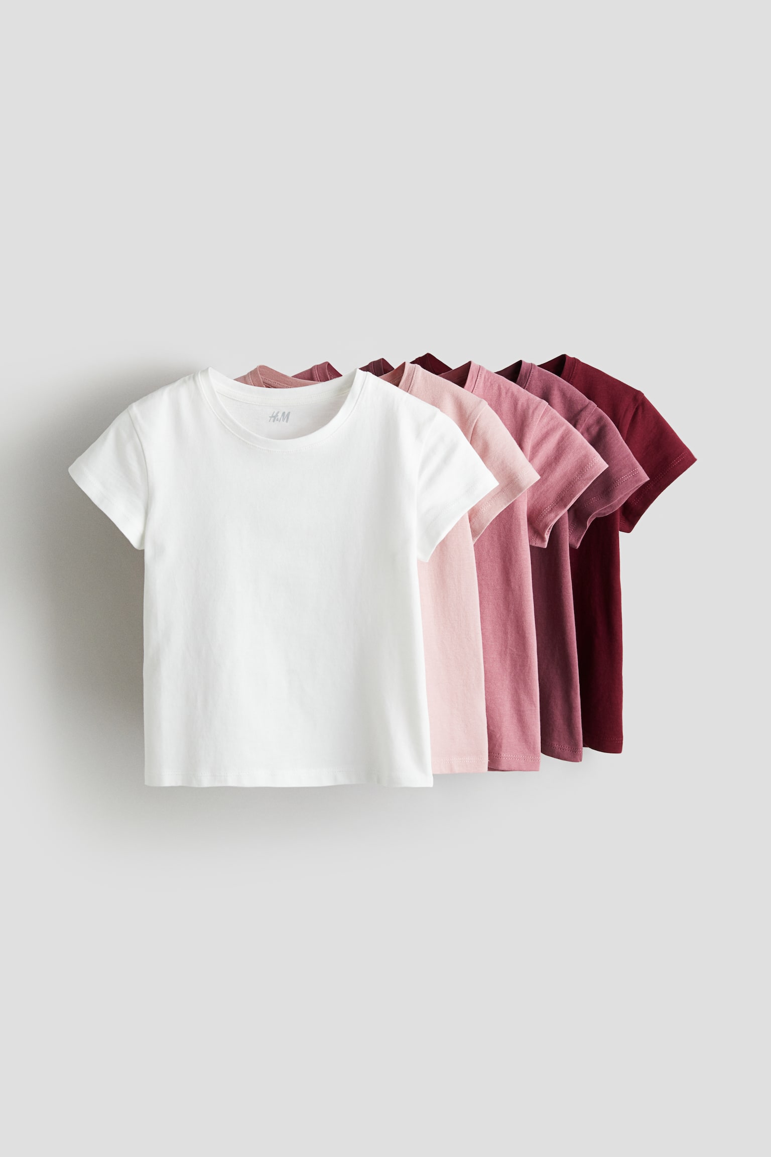 コットンTシャツ 5枚セット - ダークレッド／オールドローズ - 1