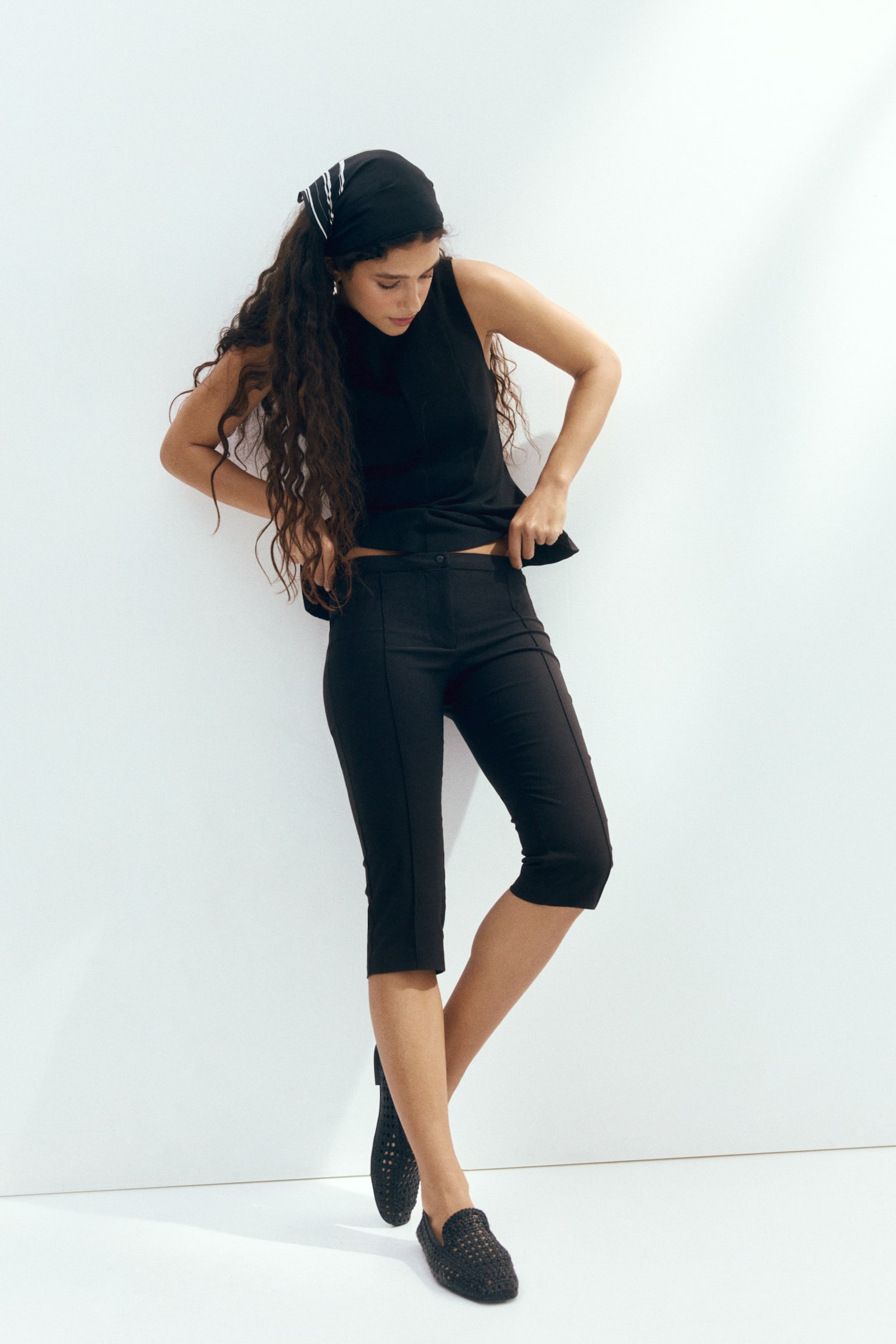 Pantalon Capri avec plis - Noir - 2