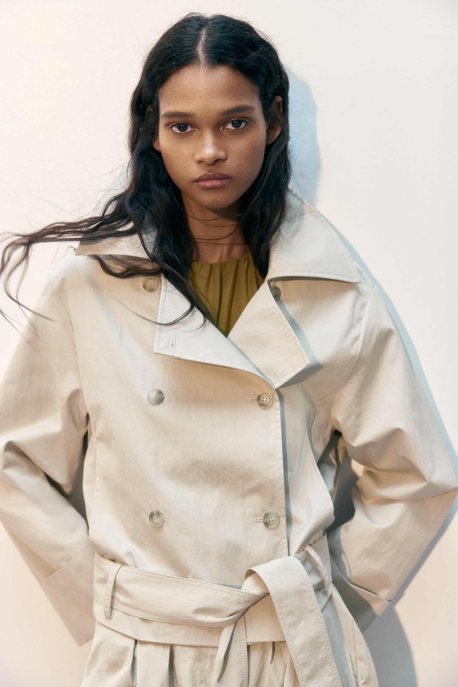 Trench Look Jacket - Light beige/Khaki green - 1