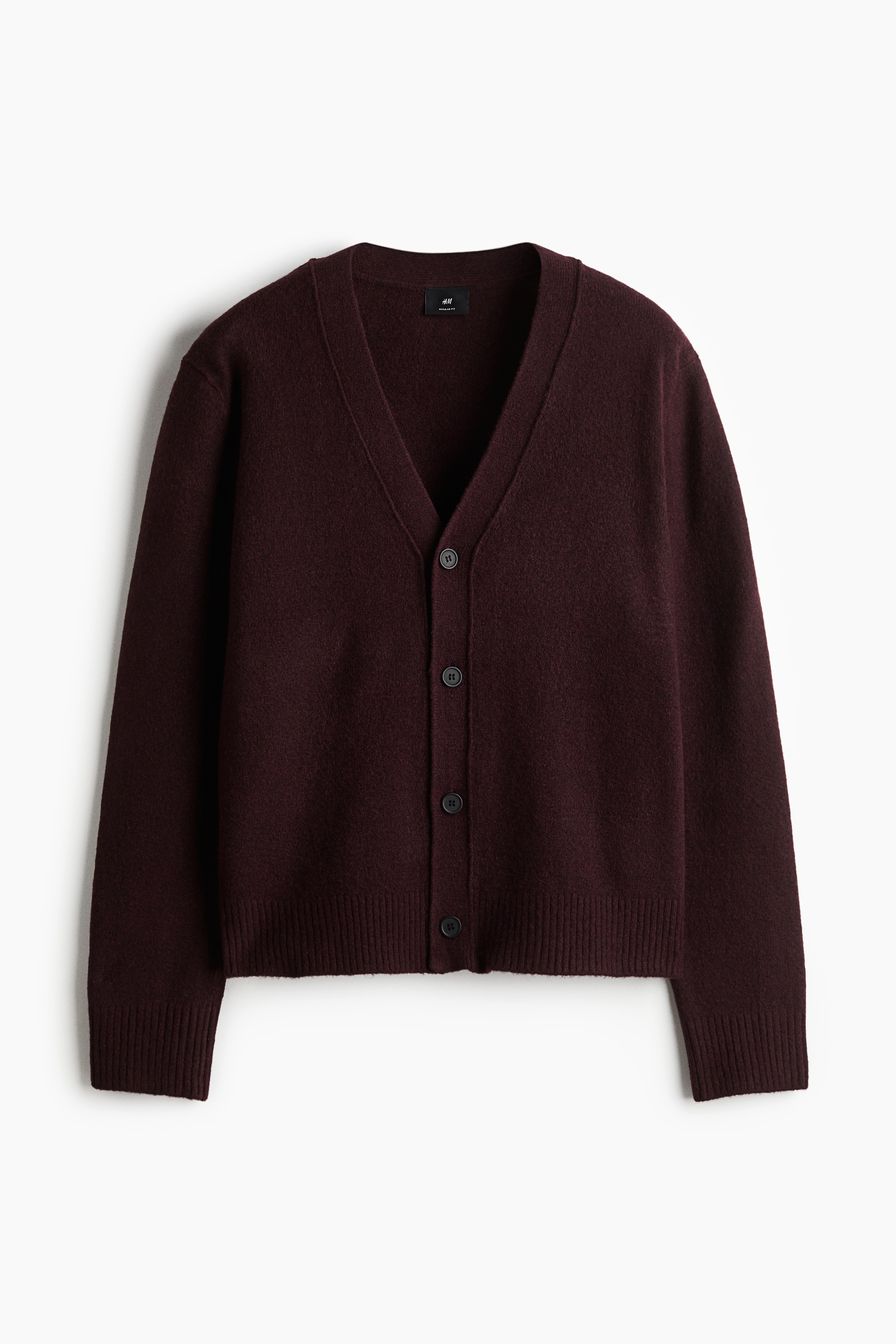 Regular Fit Brushed cardigan - Burgundy/Black
