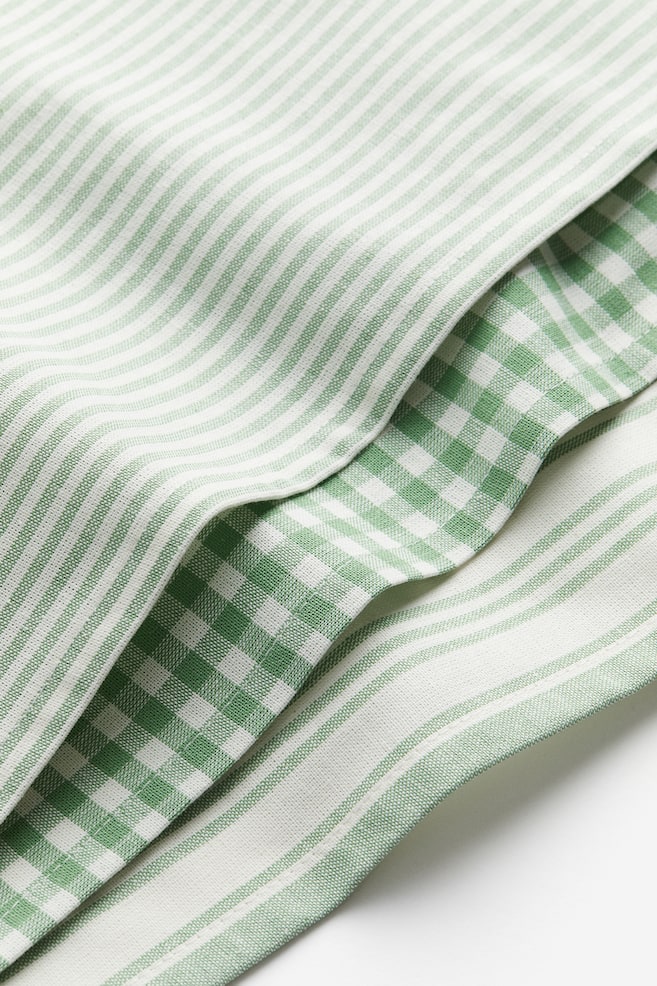 3-pack kjøkkenhåndkle i bomull - Grønn/Mønstret/Mørk grå/Lys brun - 2
