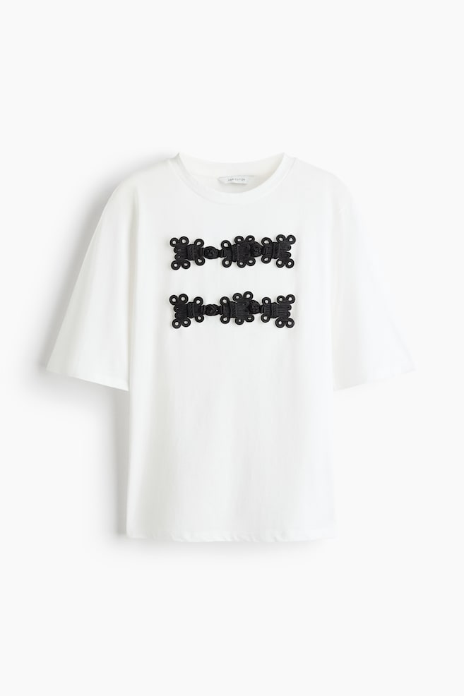 Camiseta con aplicaciones de cordón en espiral - Blanco - 1