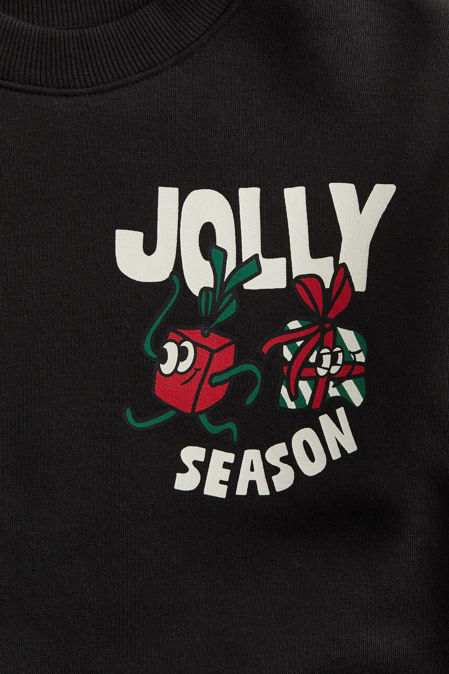 Sweatshirt med tryck - Svart/Jolly season/Ljusbeige/Polkagriskäppar/Röd/Fun season - 2