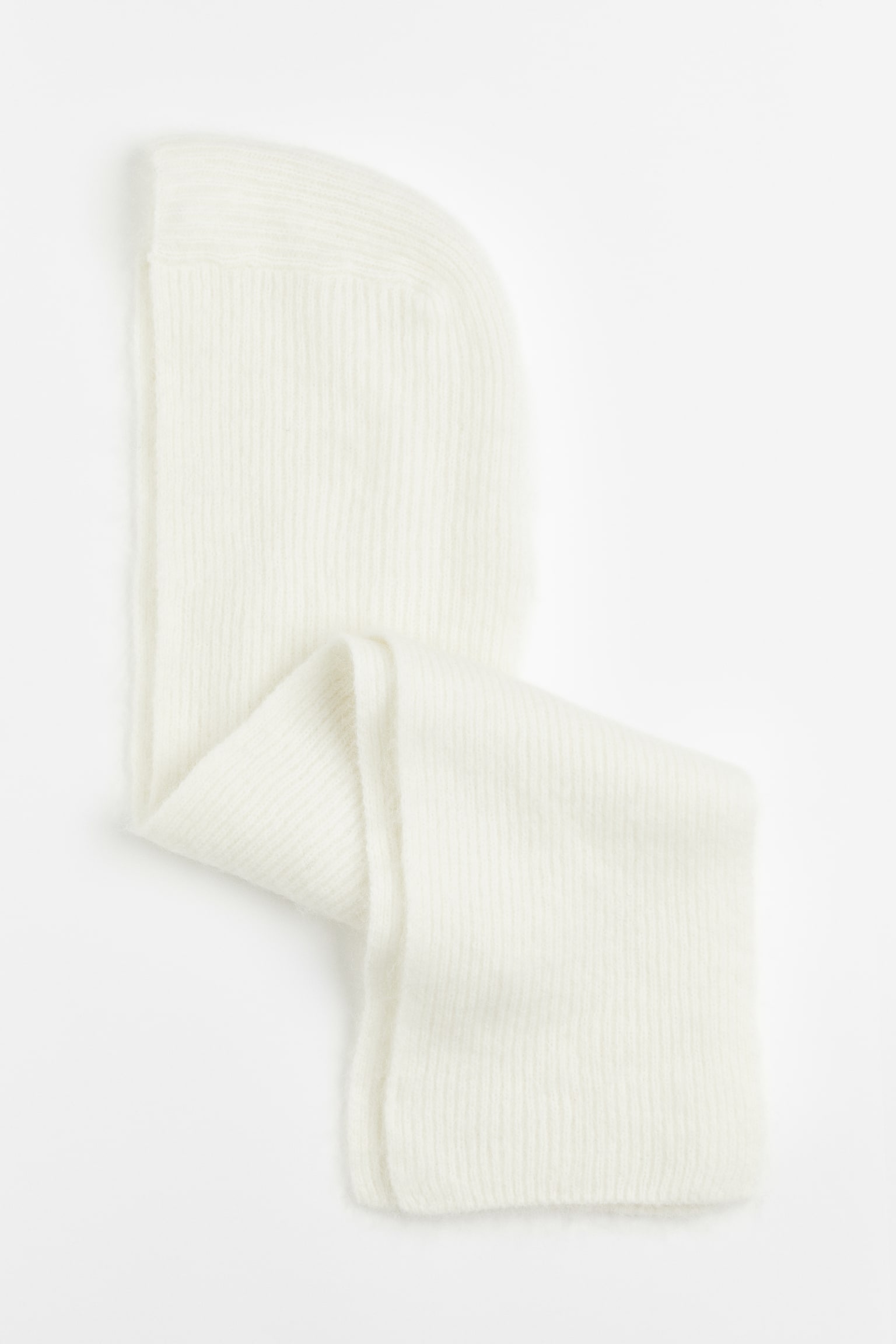 Mohair-blend hood scarf - Cream/Light grey - 1