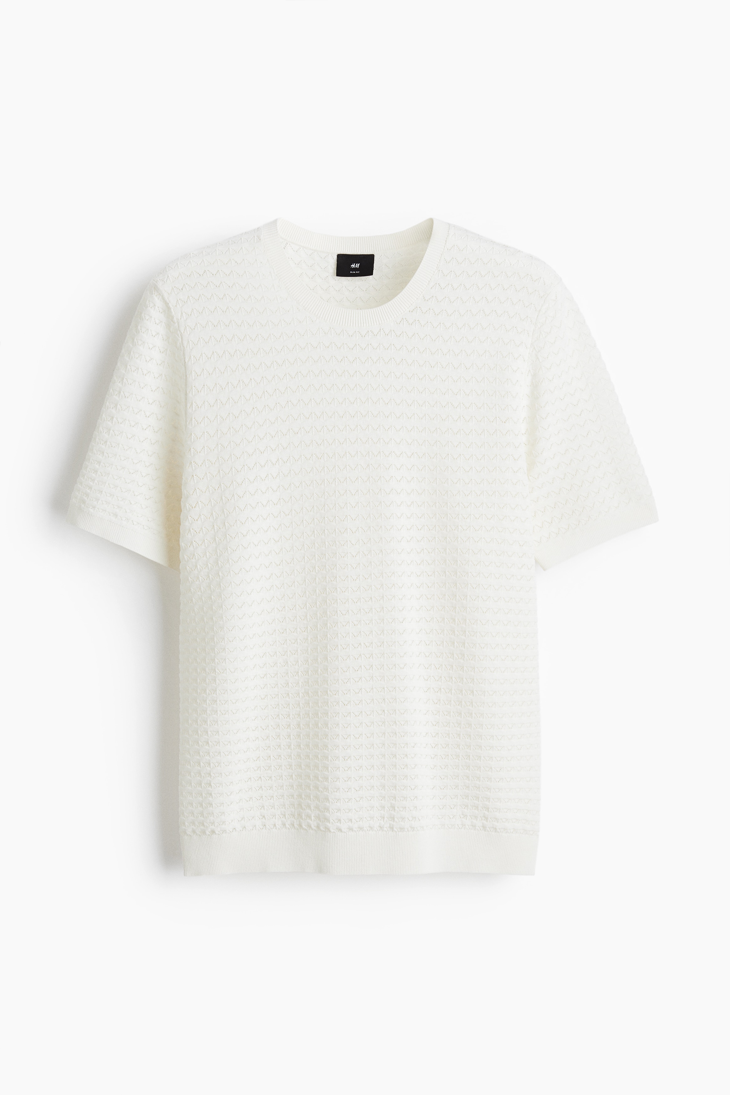 Slim Fit Knitted T-shirt - White/Brown