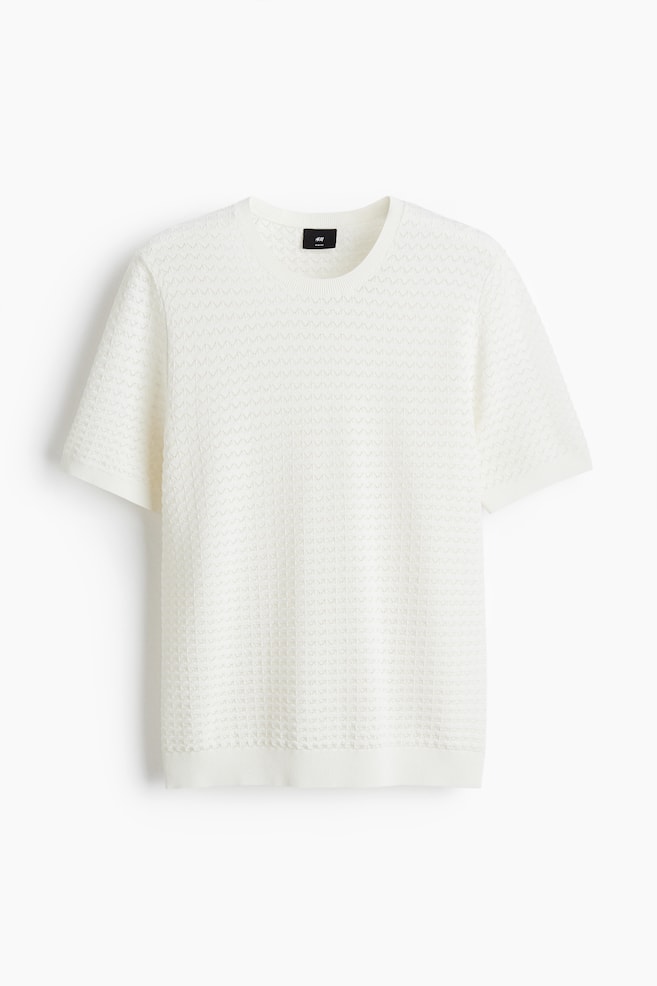 Camiseta de punto Slim Fit - Blanco - 1