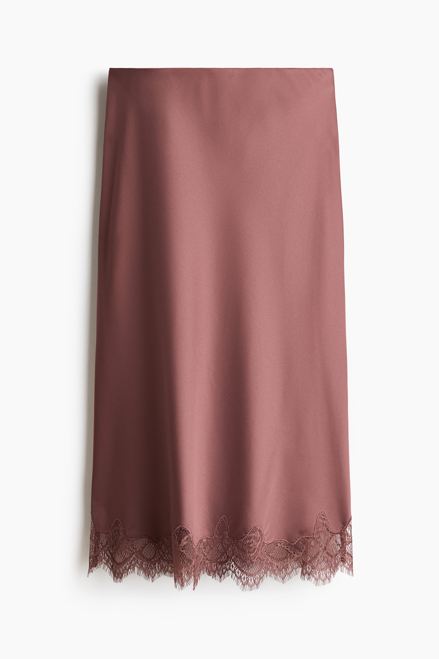 Lace-trimmed slip skirt - Dark dusty pink/Light beige