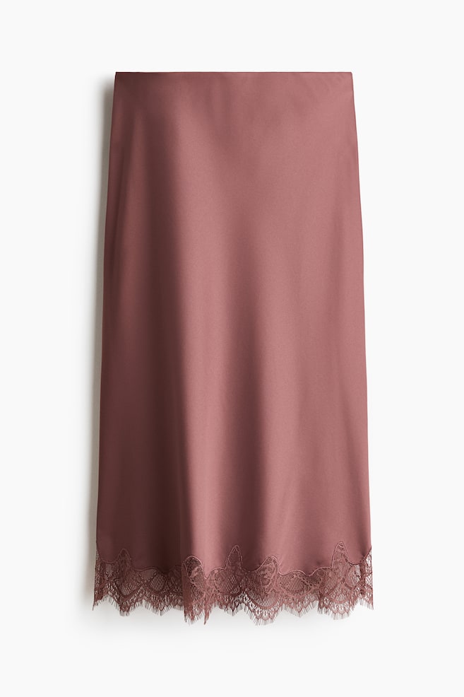 Falda slip con encaje - Rosa tenue oscuro - 1