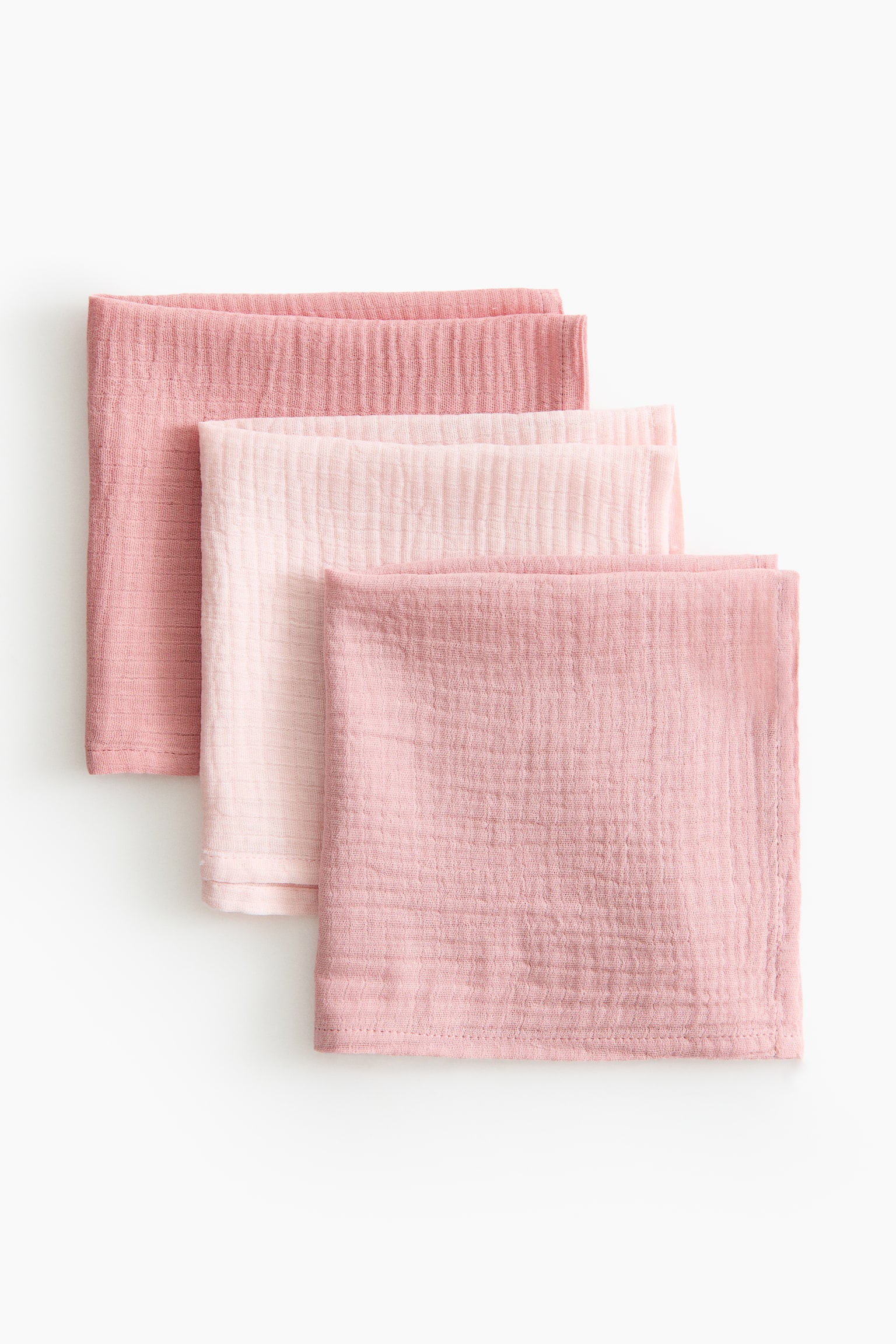 3-pack muslin cloths - Powder pink/Old rose/Beige/White/Light khaki green/Old rose/Beige/Pale pink/Dark pink/Dusty pink - 1