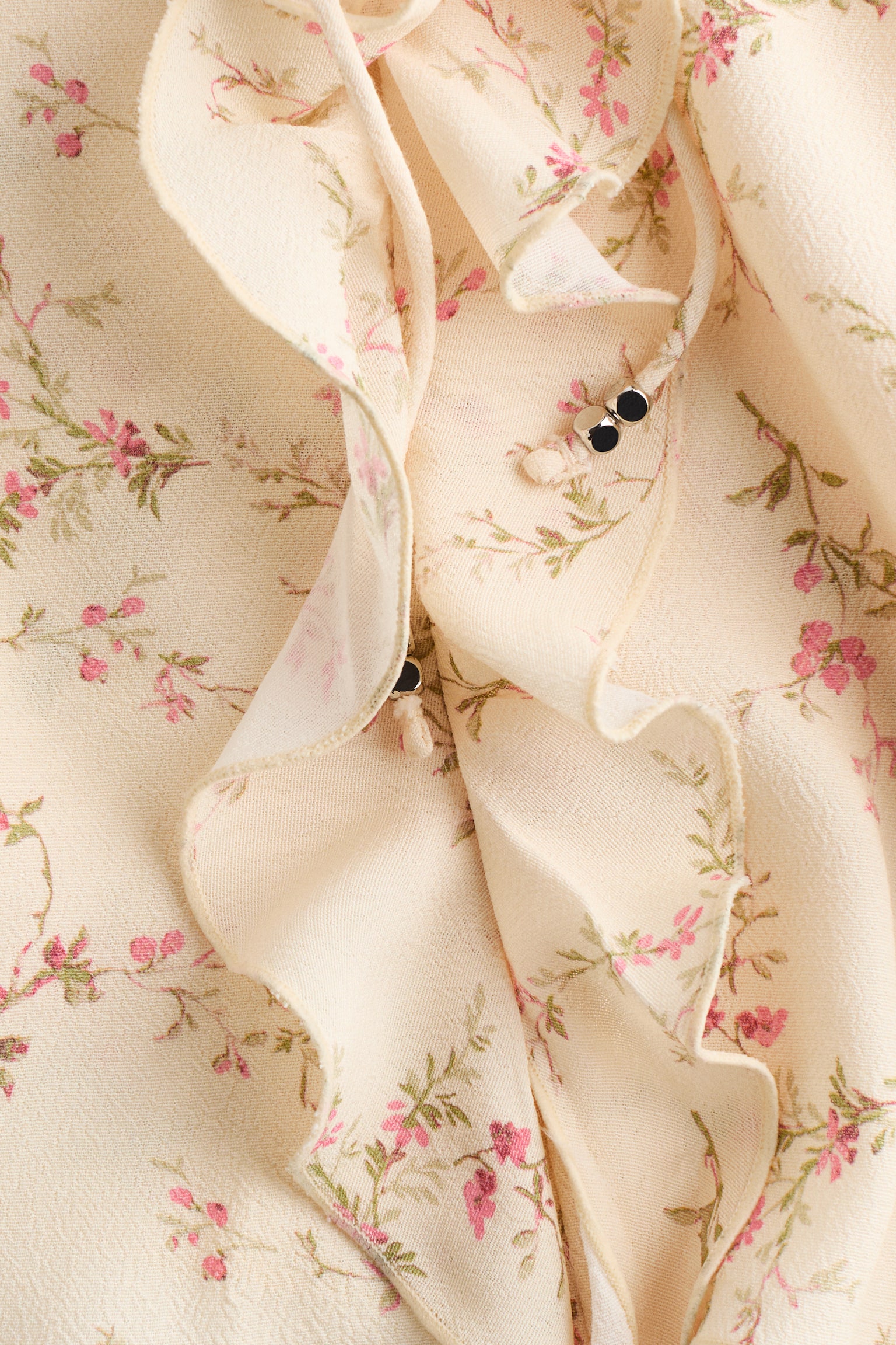 Flounce-trimmed viscose top - Light yellow/Floral - 5