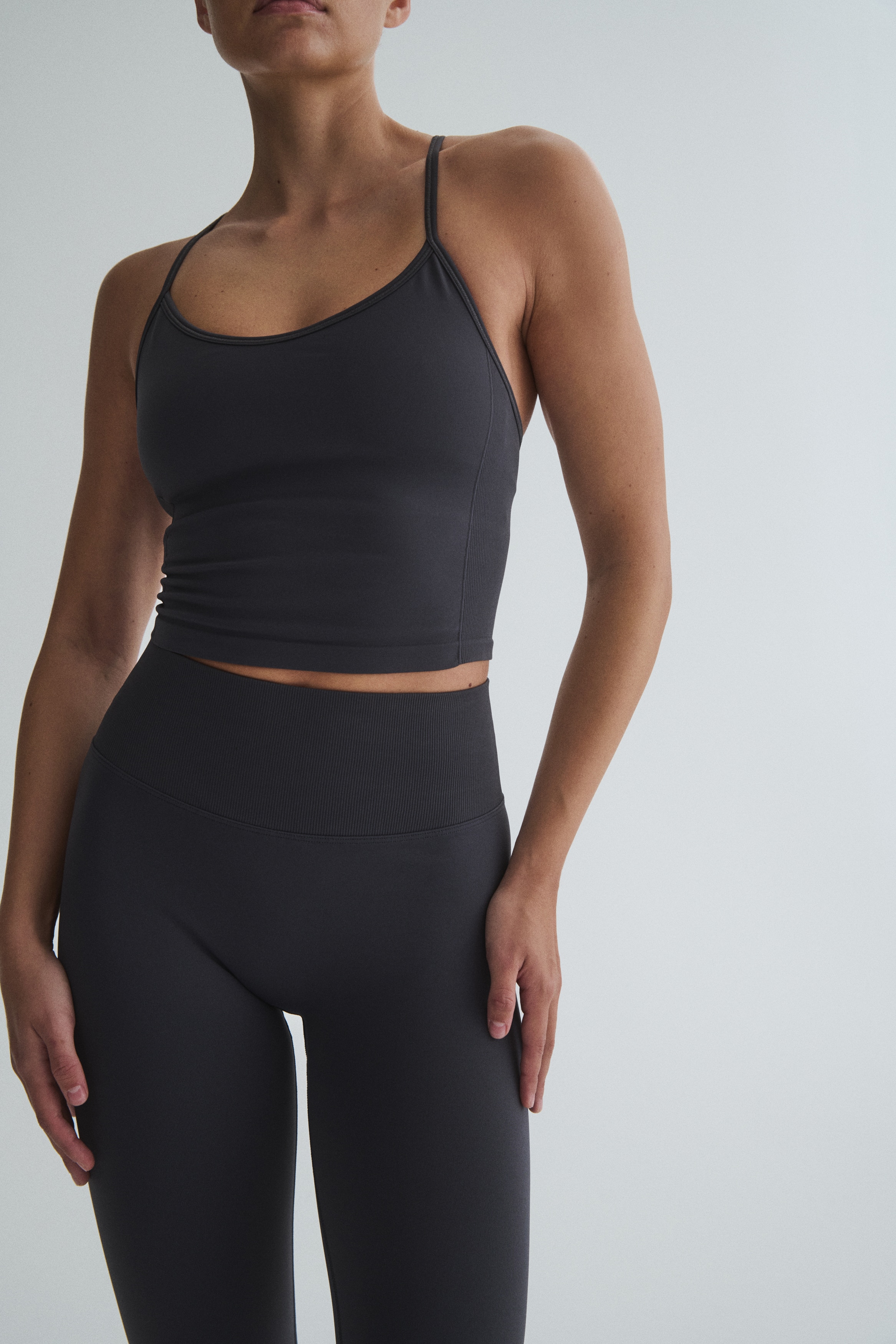 Top de sport Seamless DryMove™ - Gris foncé/Noir/Marron/Turquoise clair