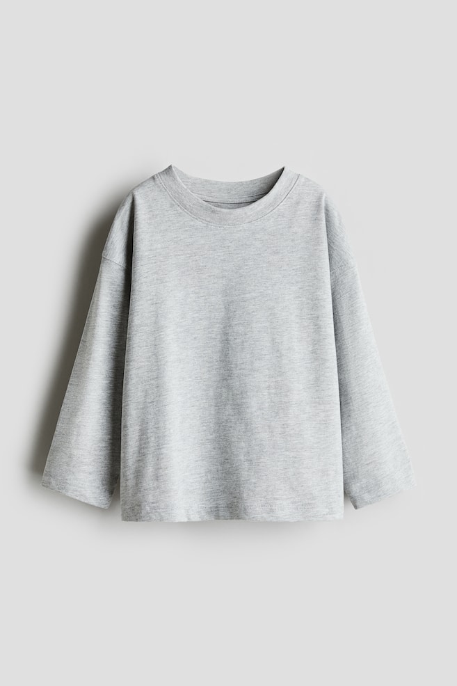 T-shirt a maniche lunghe - Grigio chiaro/Giallo/righe - 1