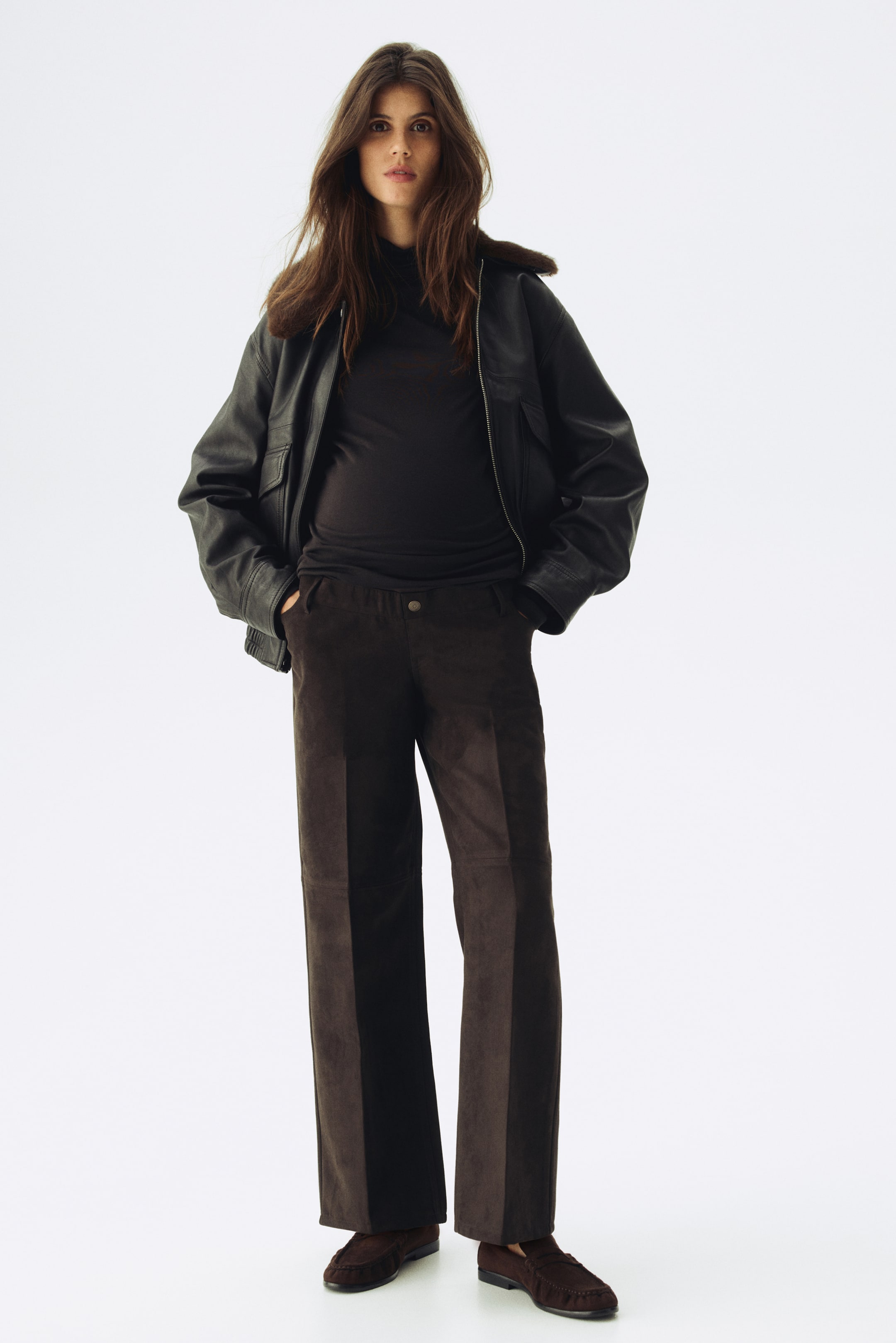 Ampliar la imagen: MAMA Pantalón recto - Café oscuro - Ladies | H&M MX 1