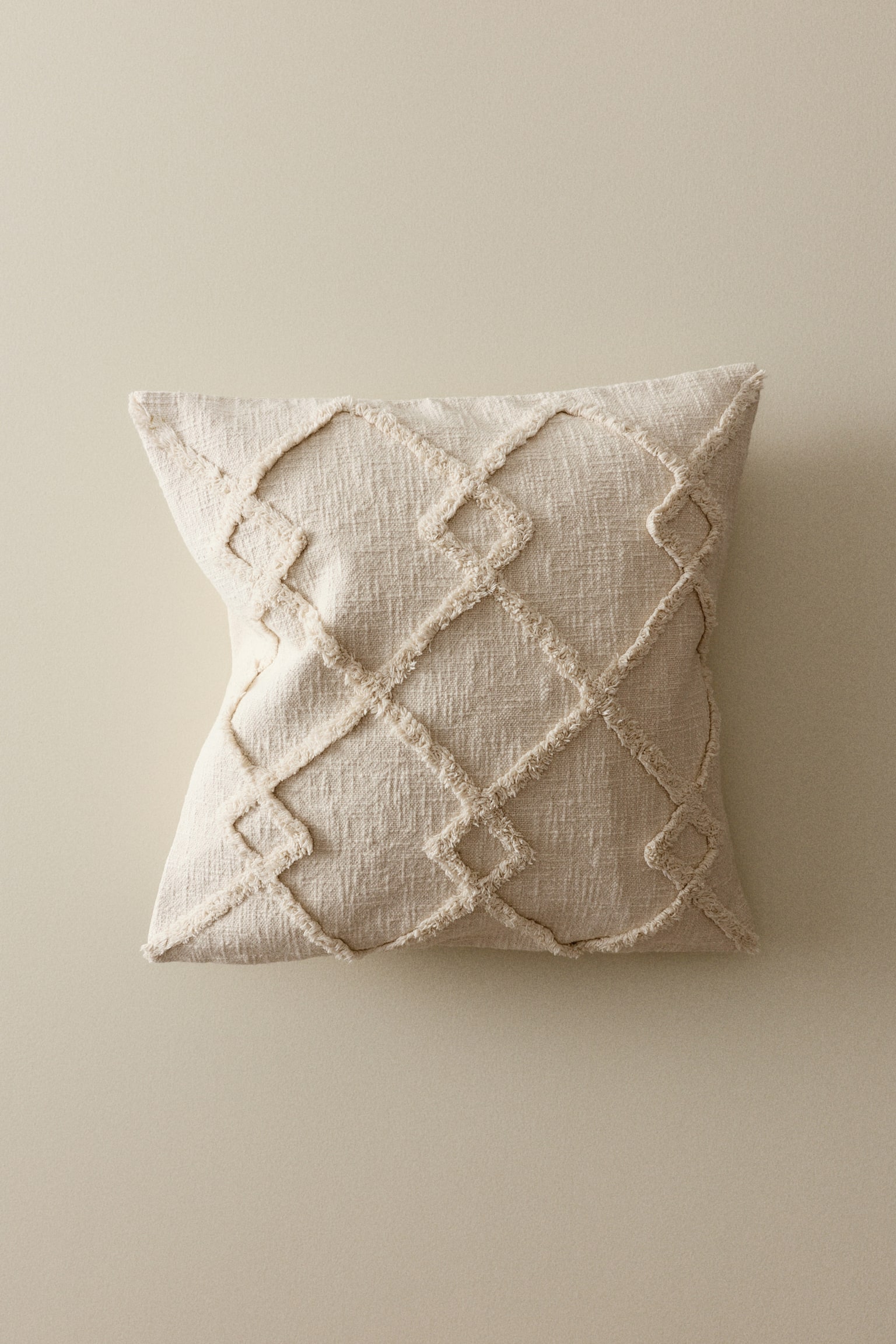 Tufted cotton cushion cover - בז' בהיר - 2