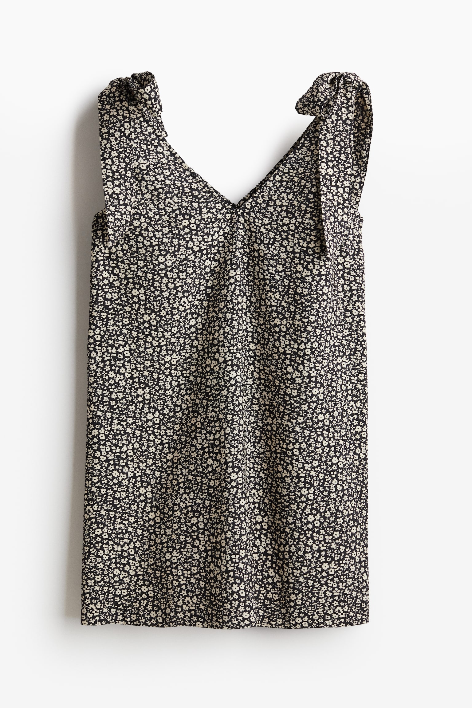 A-line tie-strap dress - Black/Small flowers/Beige/Leopard print/Black/White/Red - 2