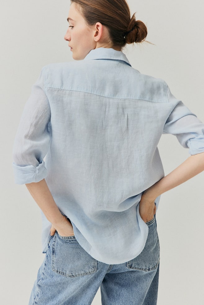 Camicia in lino - Blu pallido/Nero/Bianco/Blu/bianco righe/dc - 3