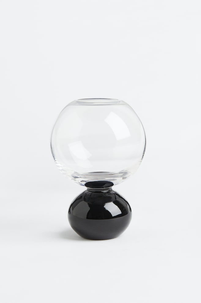 Vase i glas - Sort/Klart glas - 1