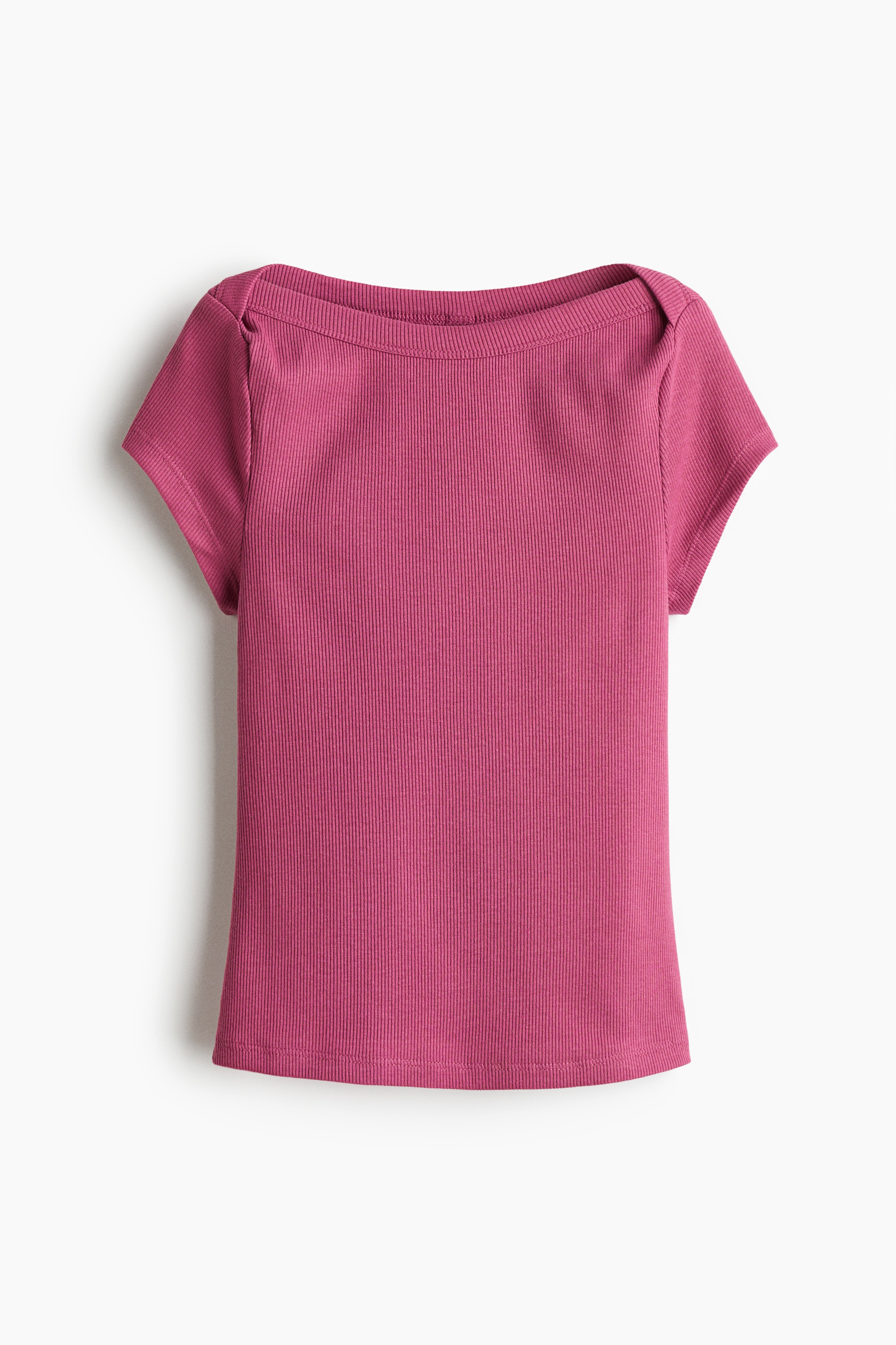 Ribbed boat-neck top
