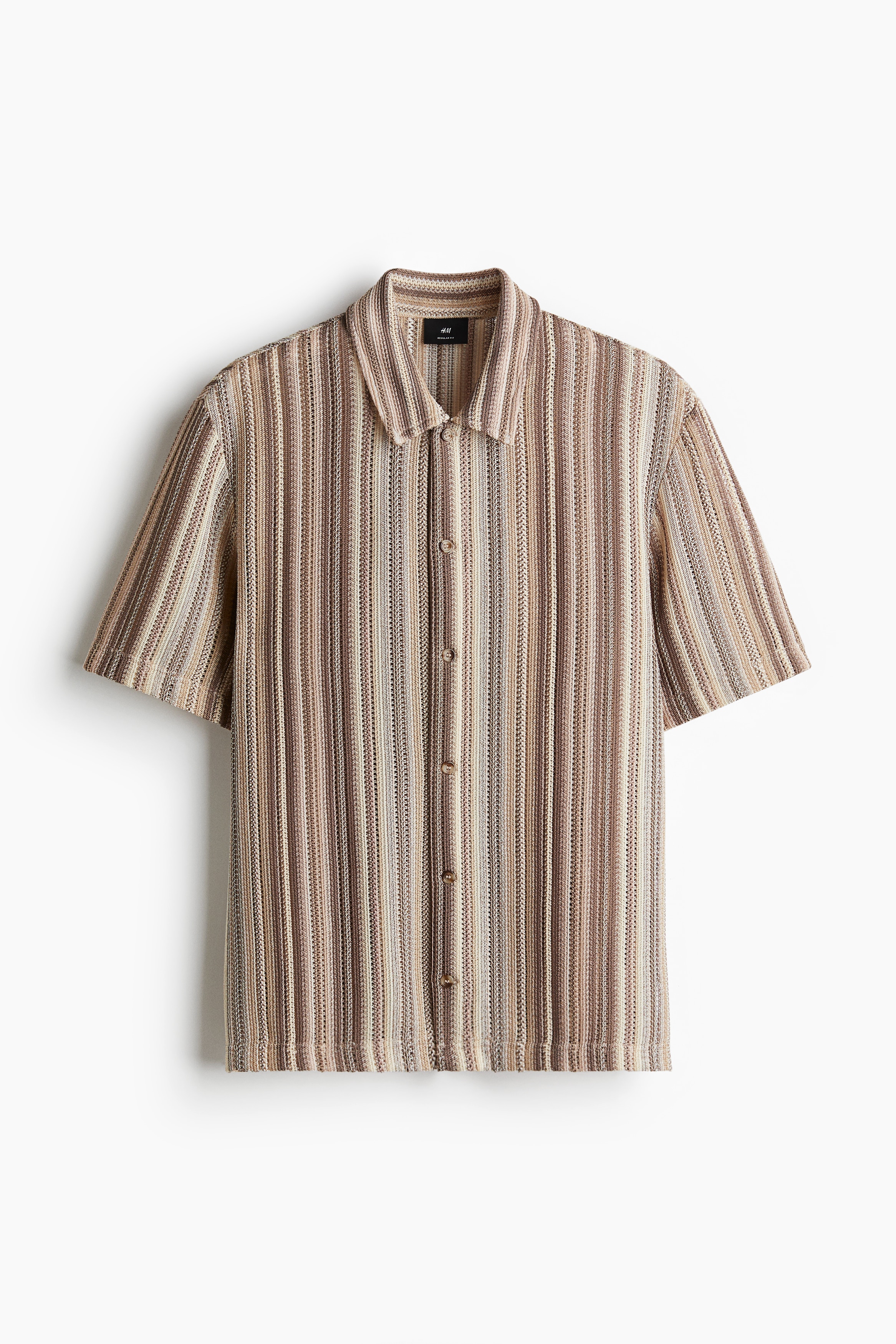 Camicia lavorata stile uncinetto Regular Fit - Beige/righe/Crema/Nero