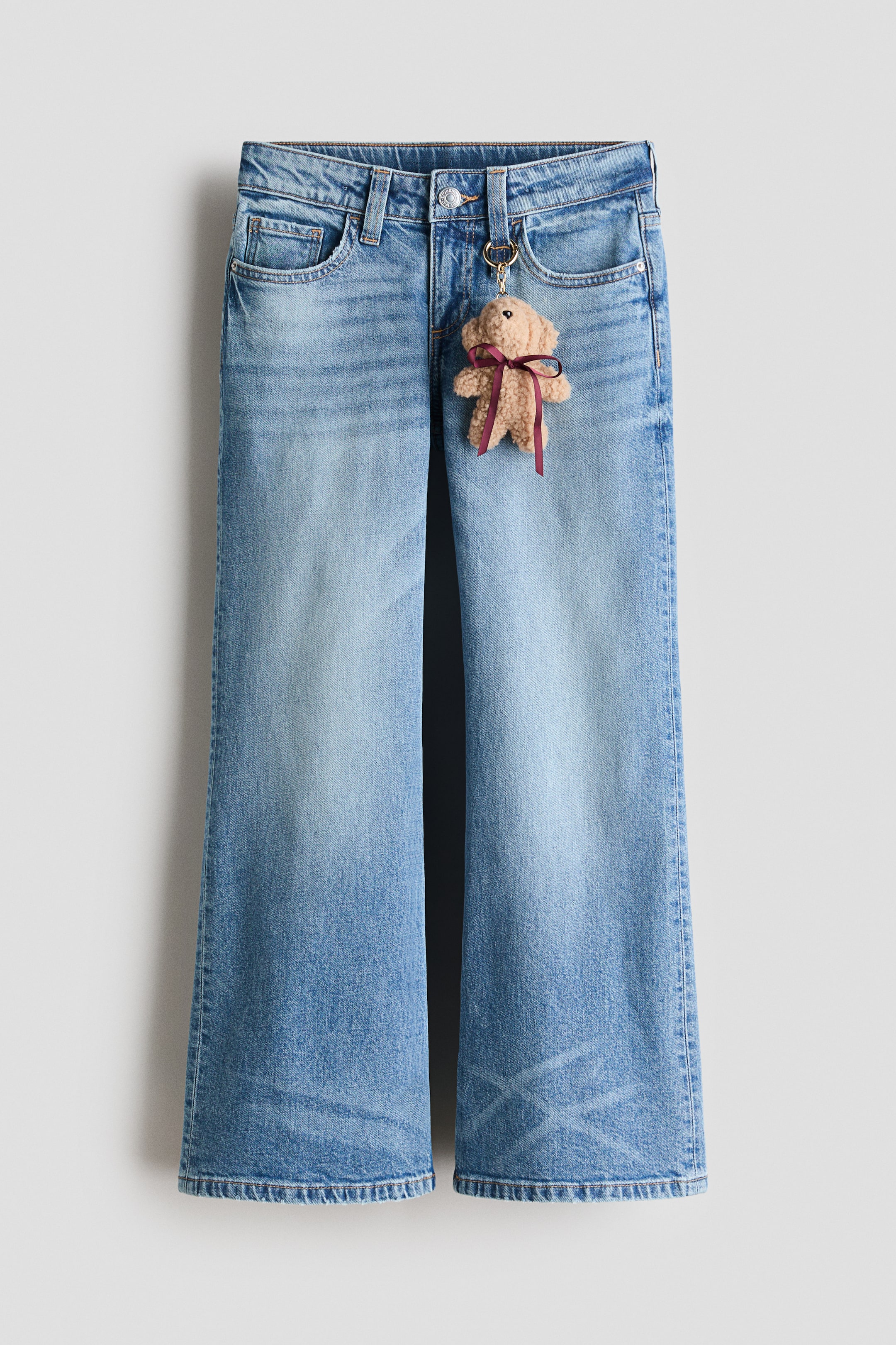 View larger image: Baggy Fit Bootcut Leg Jeans - Denim blue/Teddy bear - Kids | H&M 1