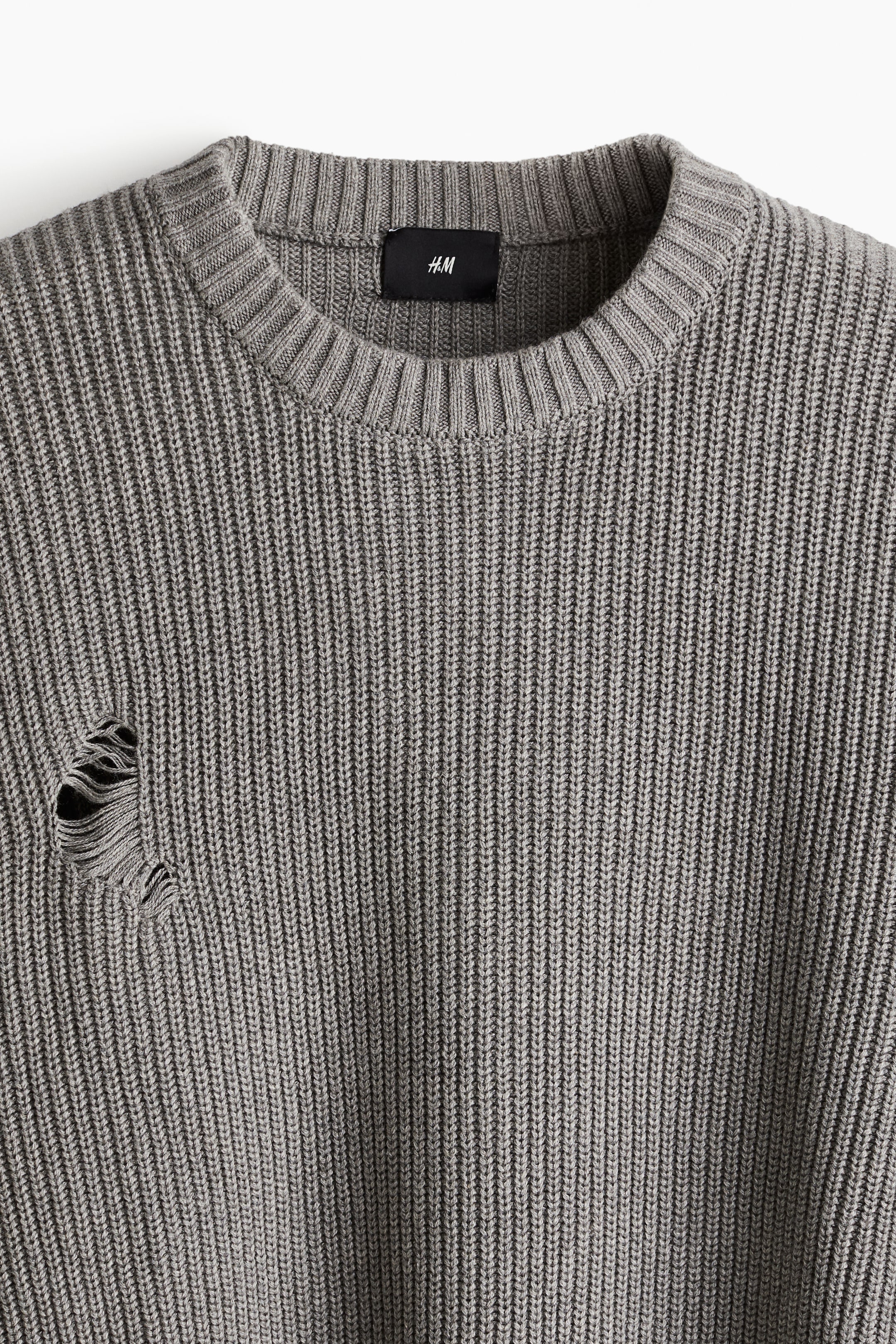 이미지 확대 보기: 디스트레스드 스웨터 루즈핏 - 그레이 - Men | H&M KR 2